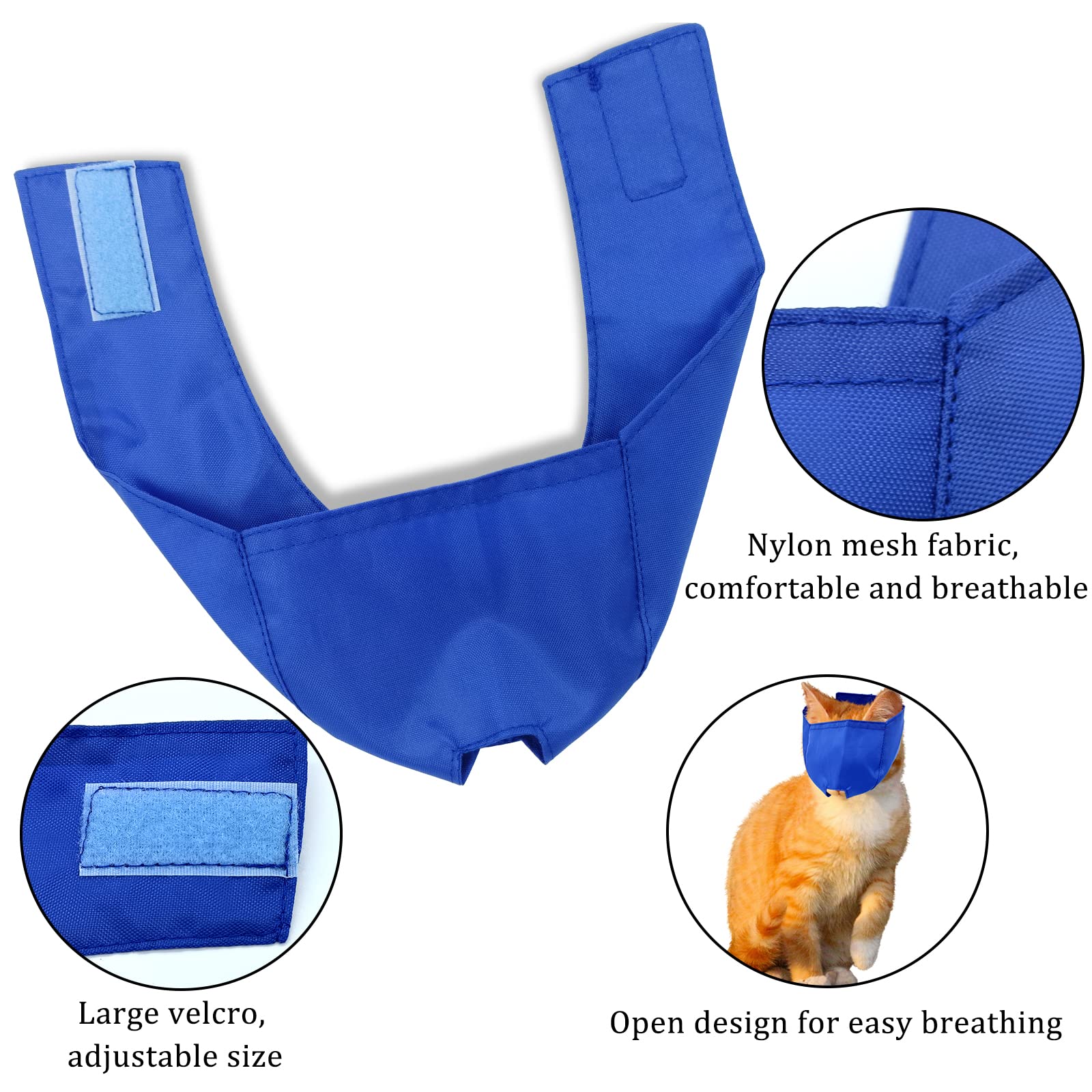 3 Pieces Cat Muzzles Breathable Mesh Muzzles Cat Grooming Restraint Bags With Muzzle Anti Bite Anti Meow For Prevent Cats From B