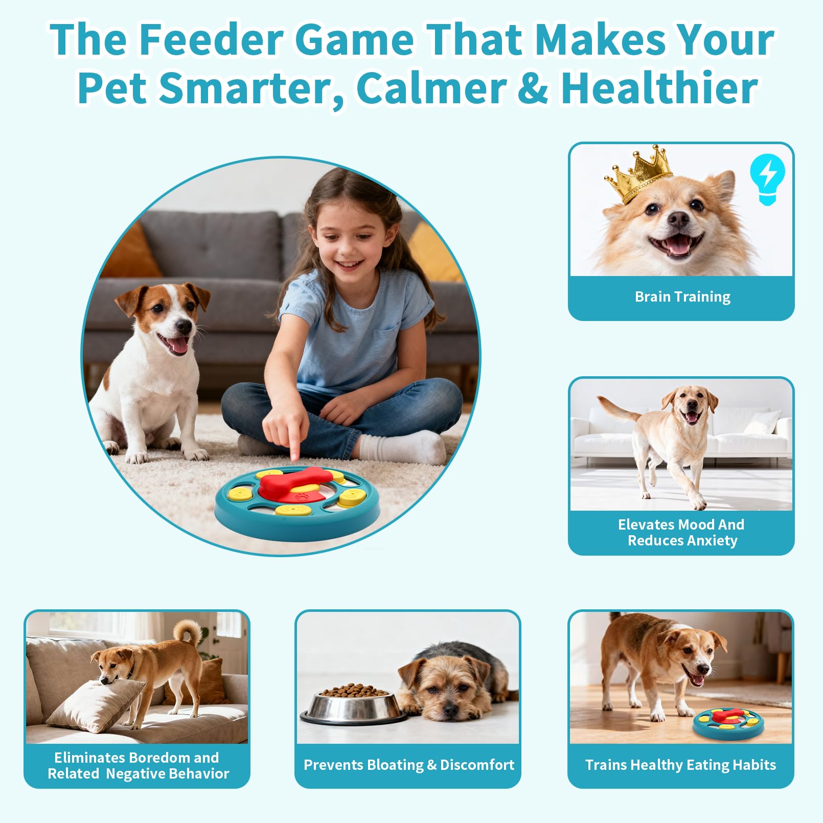 Secyba Interactive Dog Toys, Dog Puzzle Toy, Treat Dispensing Enrichment Toys, Food Feeder Toys for IQ Training & Mental Enrichm