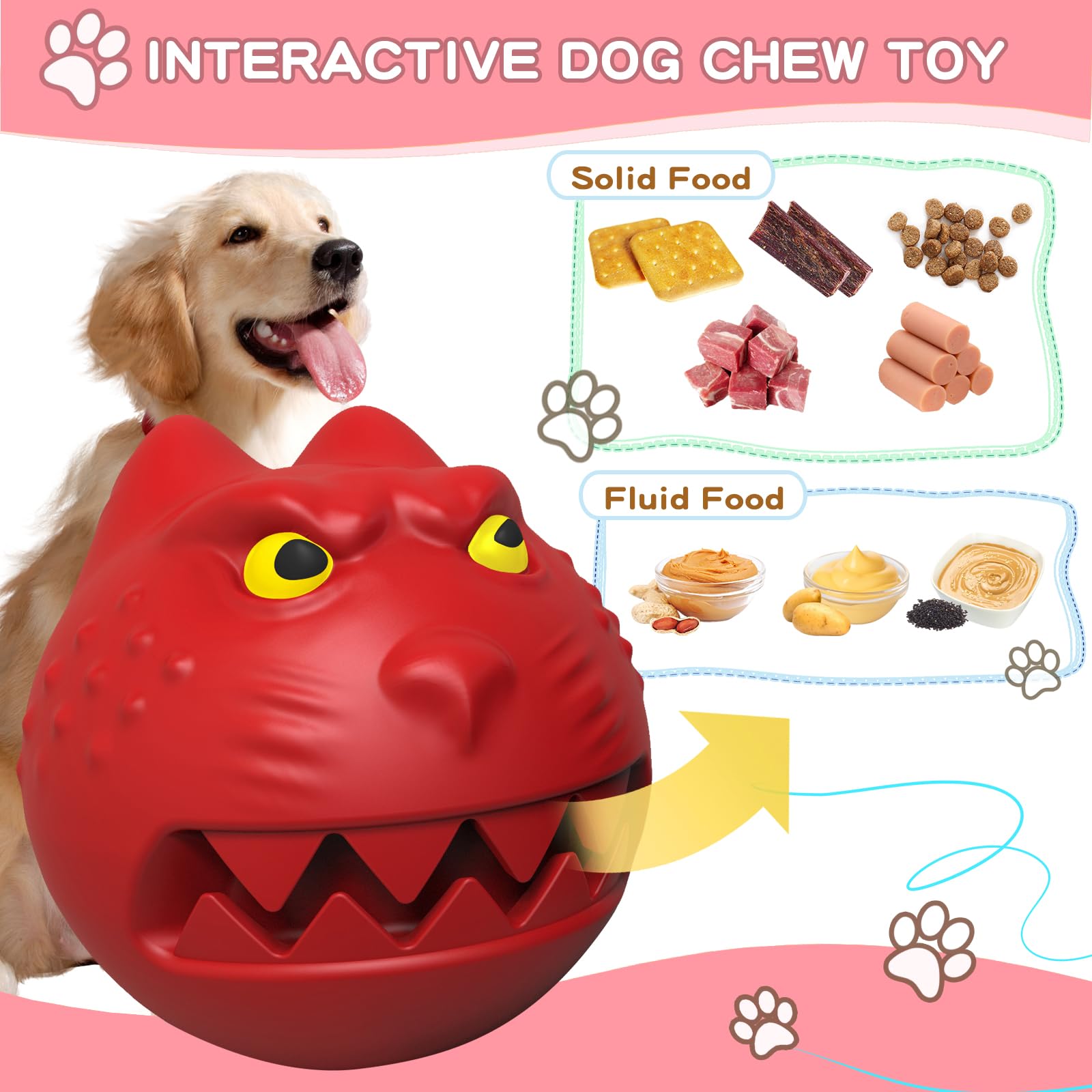 Bobosogo Dog Toys For Aggressive Chewers, Squeaky Dog Chew Toys For Large Breed, Tough Indestructible Interactive Chew Toys For Medium Large Dogs (Red)