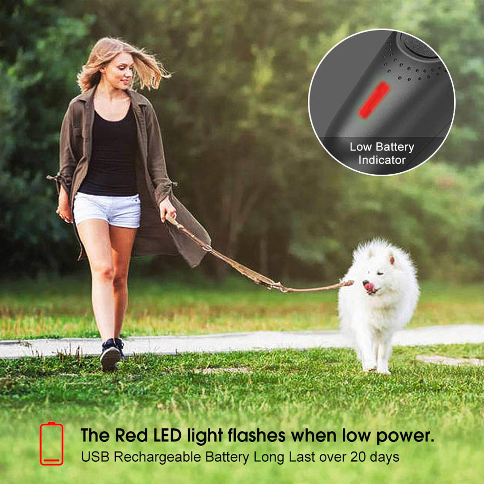 POIIOPY Anti Bark Device - Ultrasonic Rechargeable Dog Trainer, 16.4 Ft Range, Model ABG01-001, 2 in 1 Control Tool