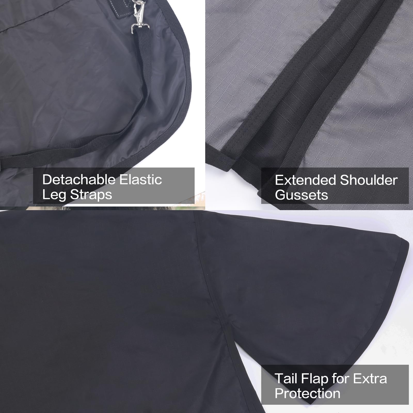 Gallopoff 1200 Denier Rip-Stop Turnout Rain Sheet Lightweight Waterproof Breathable Horse Blanket (No Fill) Blackgrey 72''