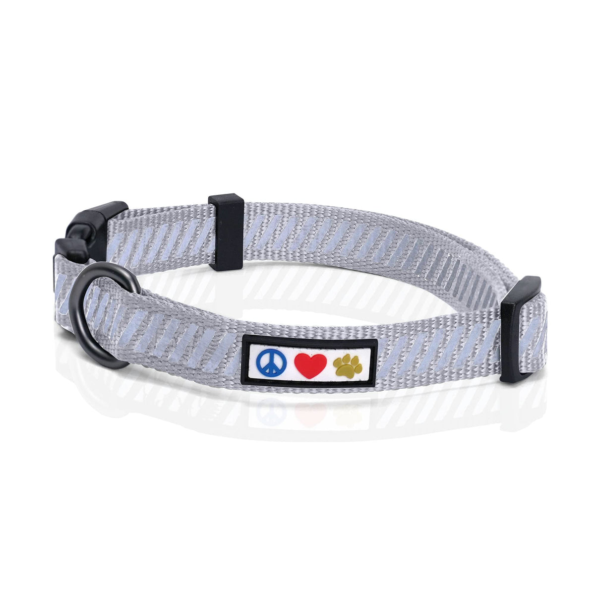 Pawtitas Reflective Dog Collar For Dog And Puppies A High Visibility Collar With Reflective Bands | Adjustable Dog Collar Heavy Duty Perfect For Extra Small And Small Puppies - Grey Xs Collar