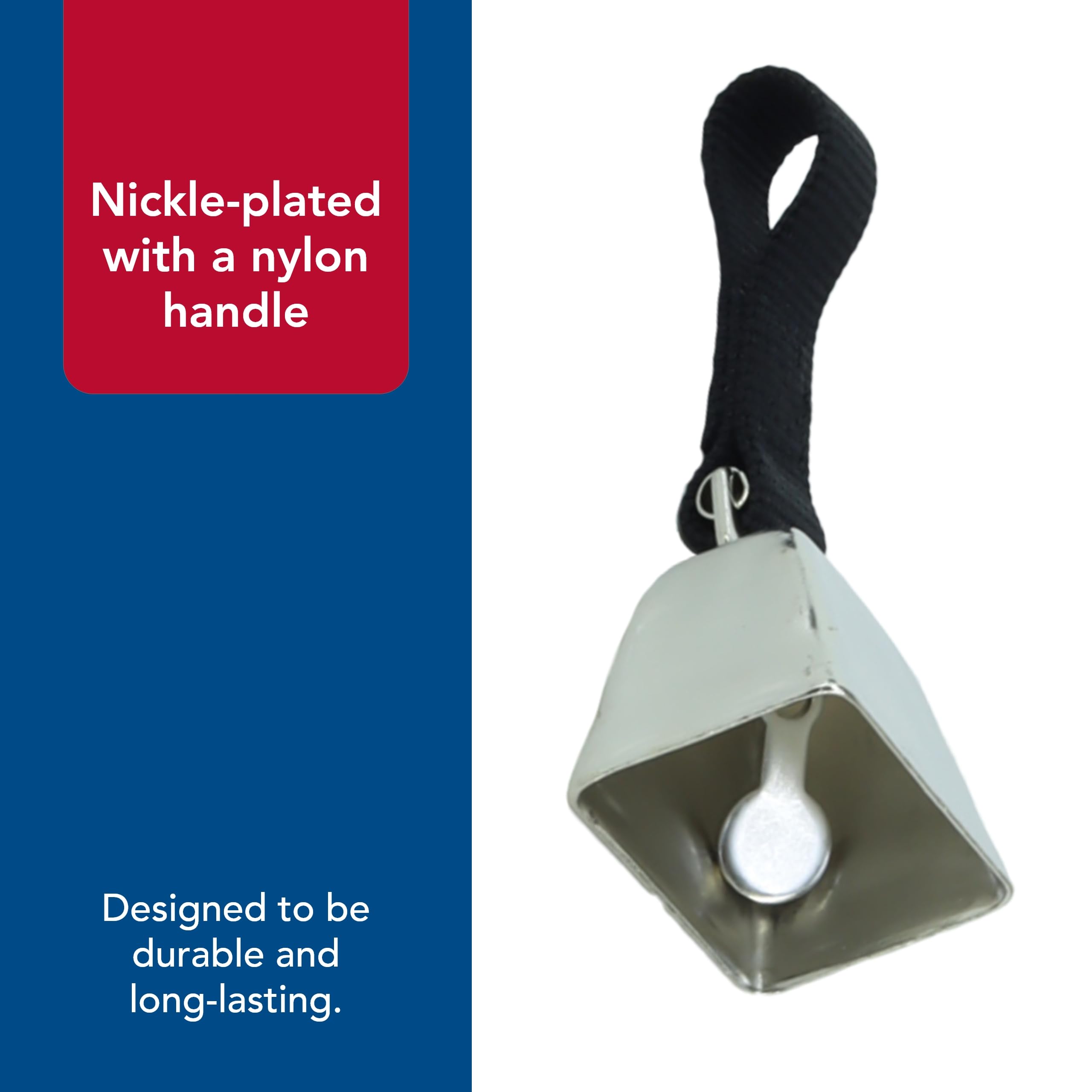 Water & Woods Nickel Cow Bell for Dogs by Coastal Pet - Durable Noise Maker - Easy Attachment - Nickel-Plated Material with Nylo