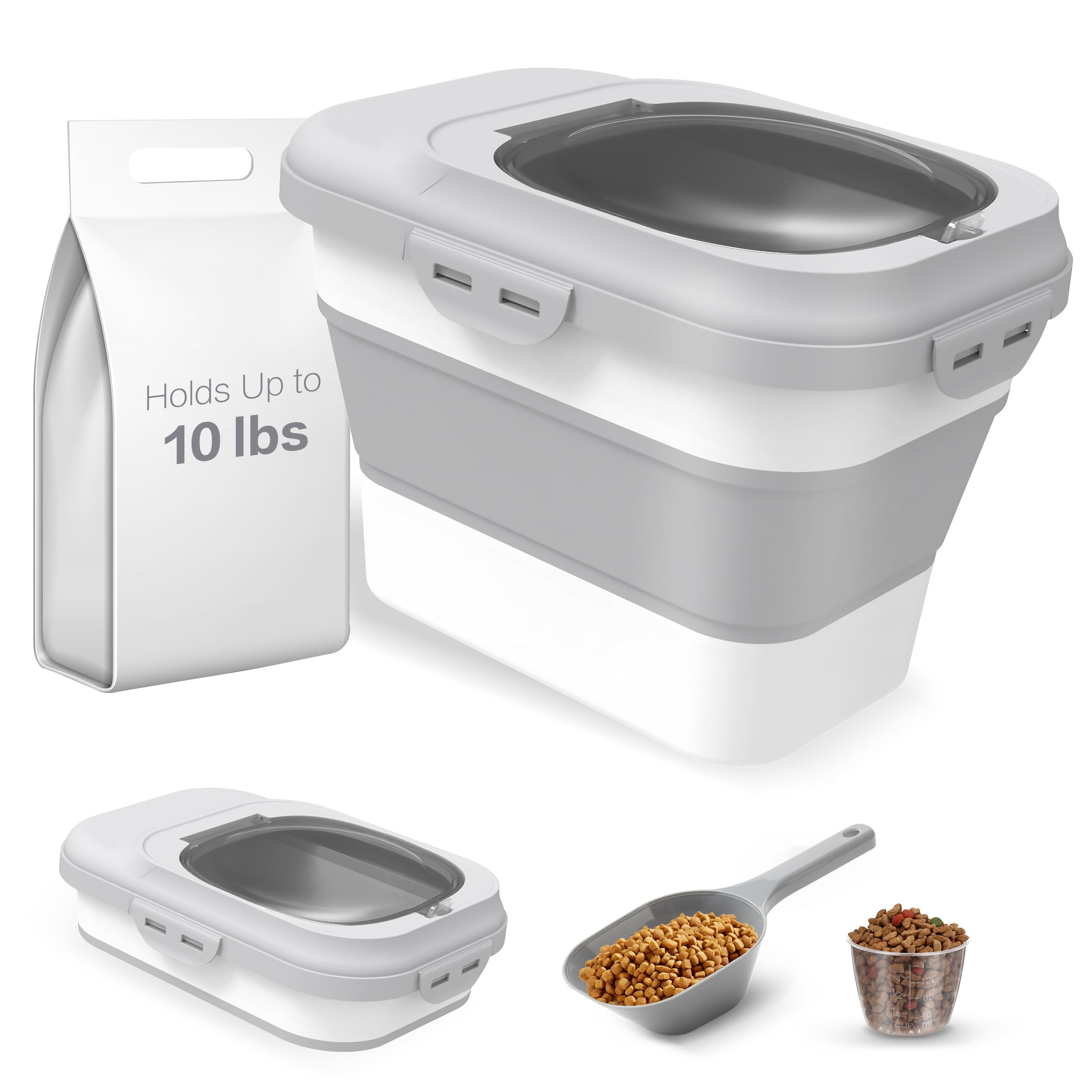 ANVS Dog Food Storage Container - Collapsible Dog Food Container with Airtight Lids, and Scoop,Dry Food For Dog, Cat and Other P