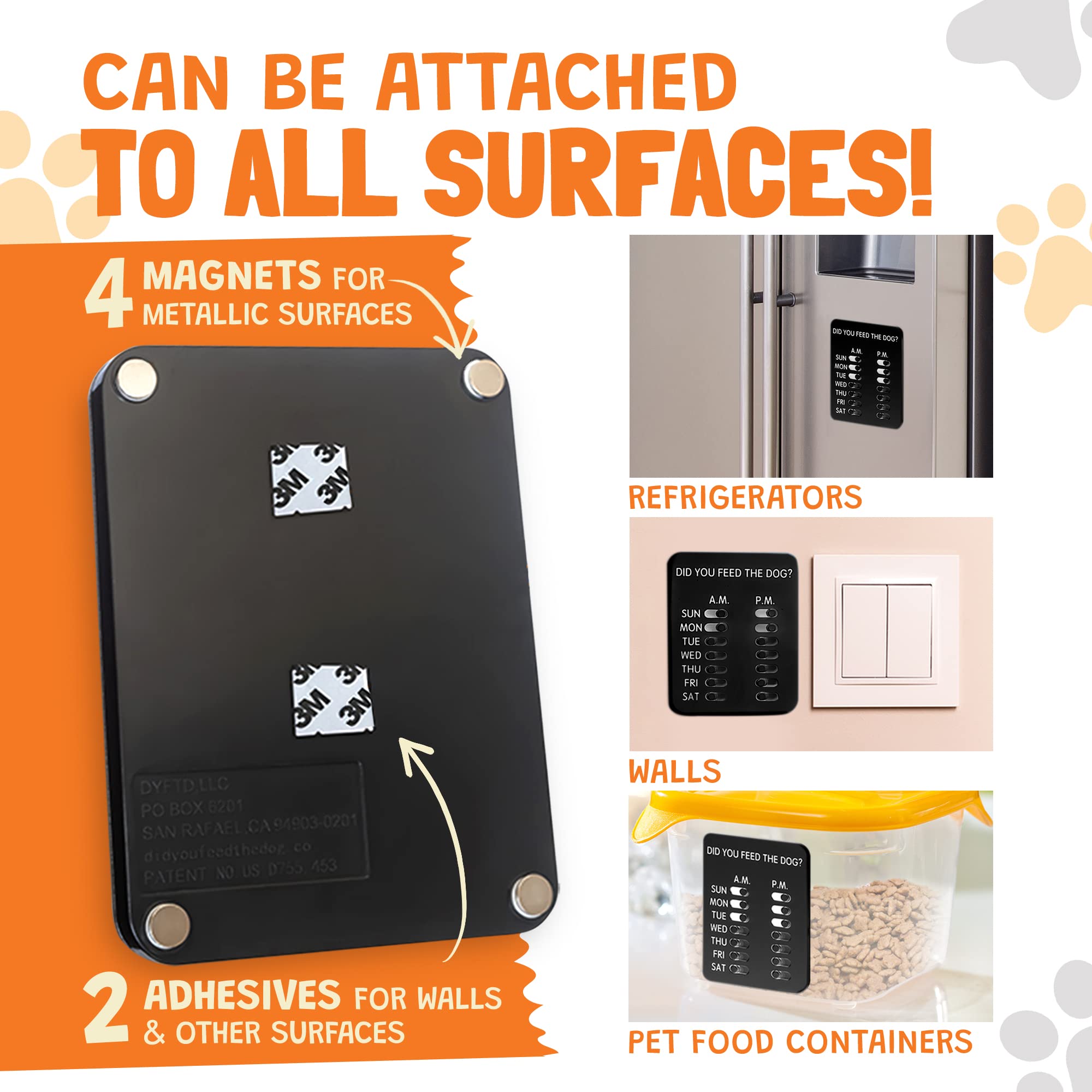 Did You Feed The Dog? (Black) Pet Feeding Reminder, Magnetic, Sliders, Wall-Mount