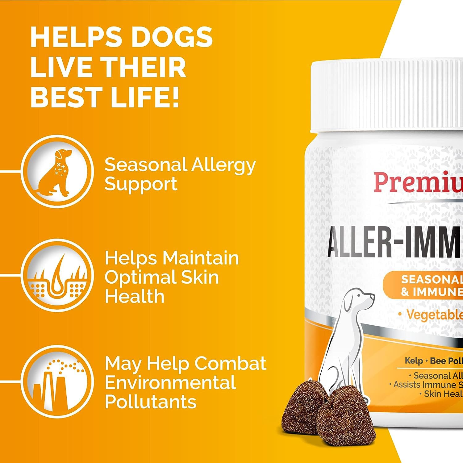 PREMIUM CARE Itch Relief for Dogs - 120 Allergy Chews for Dogs - Anti Itch Seasonal Support for Pets Itchy Skin Relief Skin Heal