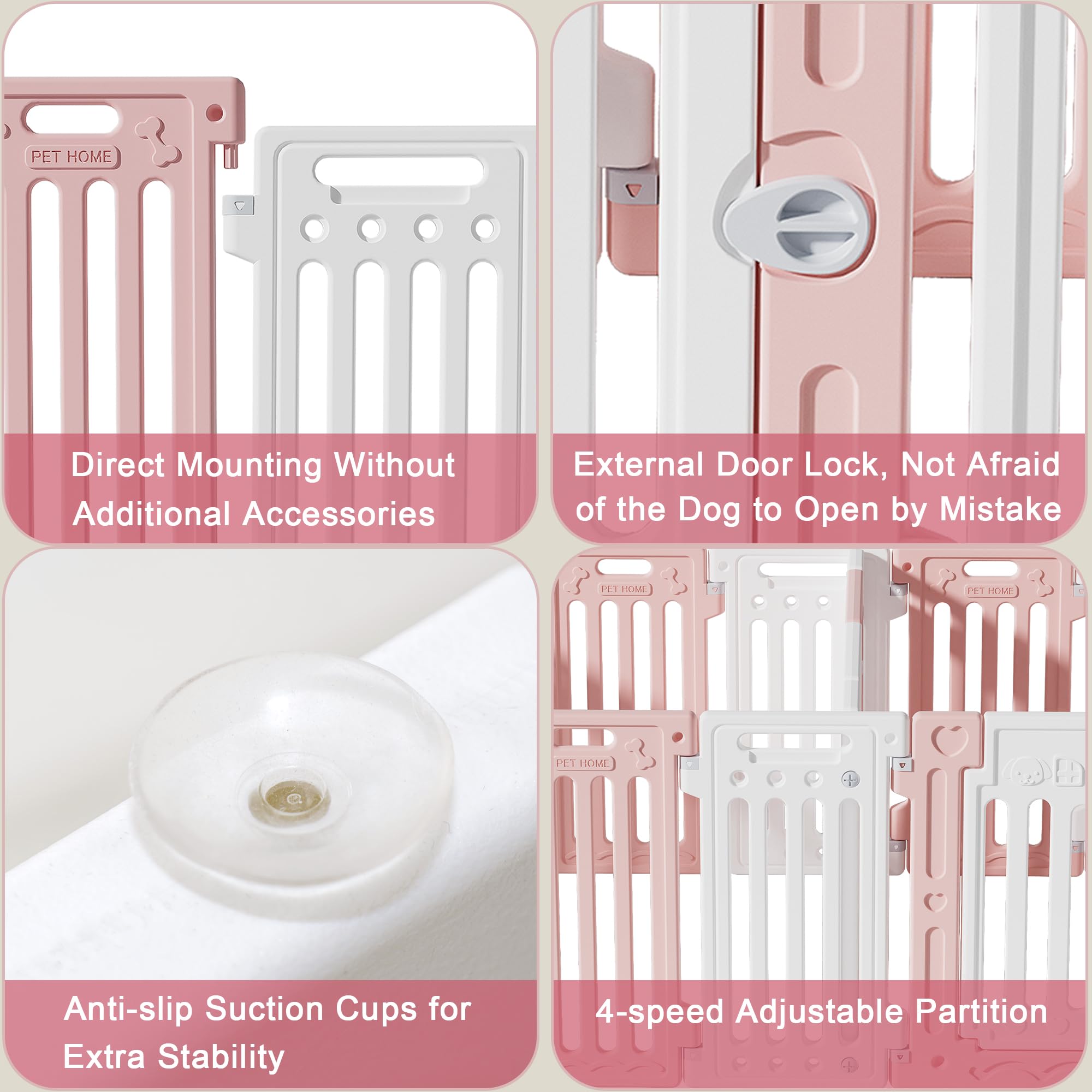 Aoole 2 Room Dog Playpen With Door,Diy Shape Combination Puppy Pen,16-Panel+2 Link Piece+Large Door+Small Door,25.5'' H Dog Fenc