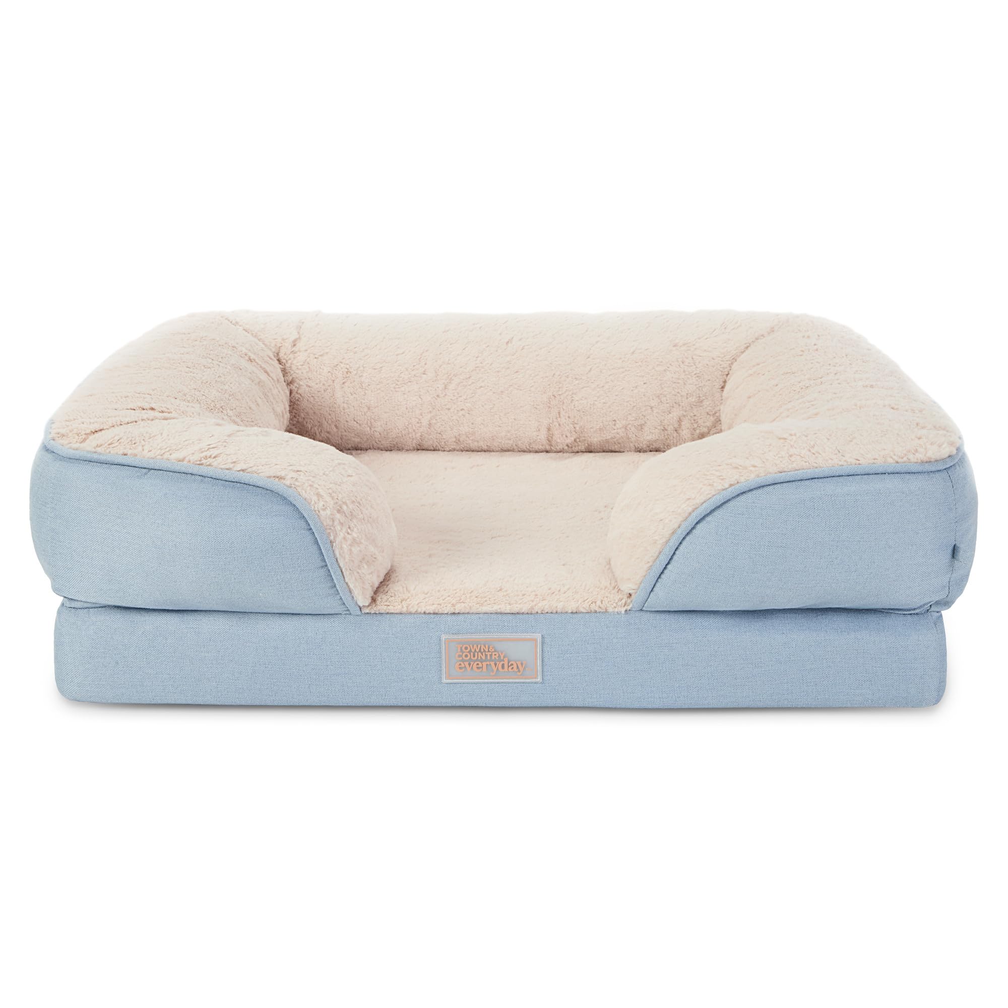 Town & Country Everyday CuddleTown Comfy Solid Bolster Sofa Pet Bed, Supportive & Calming Egg Crate Foam, Non-Slip Bottom, Machi