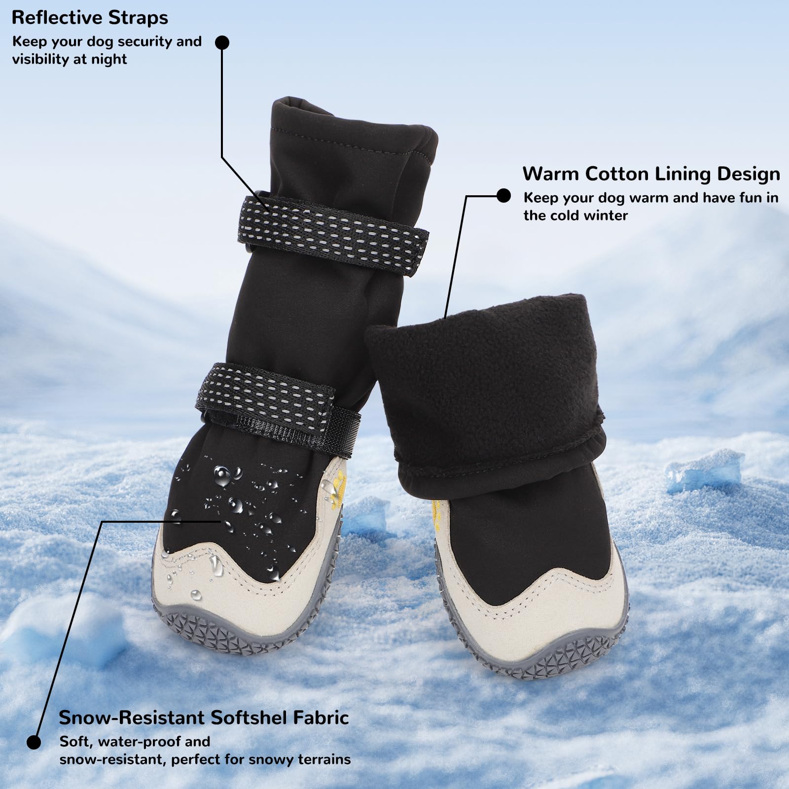 Dog Shoes For Large Small Medium Dogs, Dog Snow Boots Winter, Dog Booties And Paw Protectors To Prevent Licking, Anti-Slip Dog S