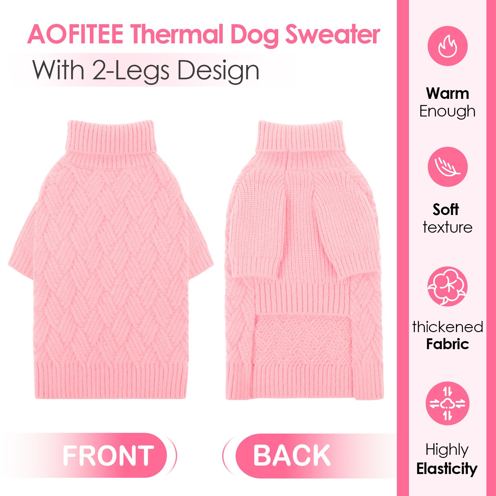AOFITEE Small Dog Sweater, XS Dog Sweater, Warm Dog Halloween Sweater, Dog Winter Sweater for Small Dogs Girl Boy, Turtleneck Th