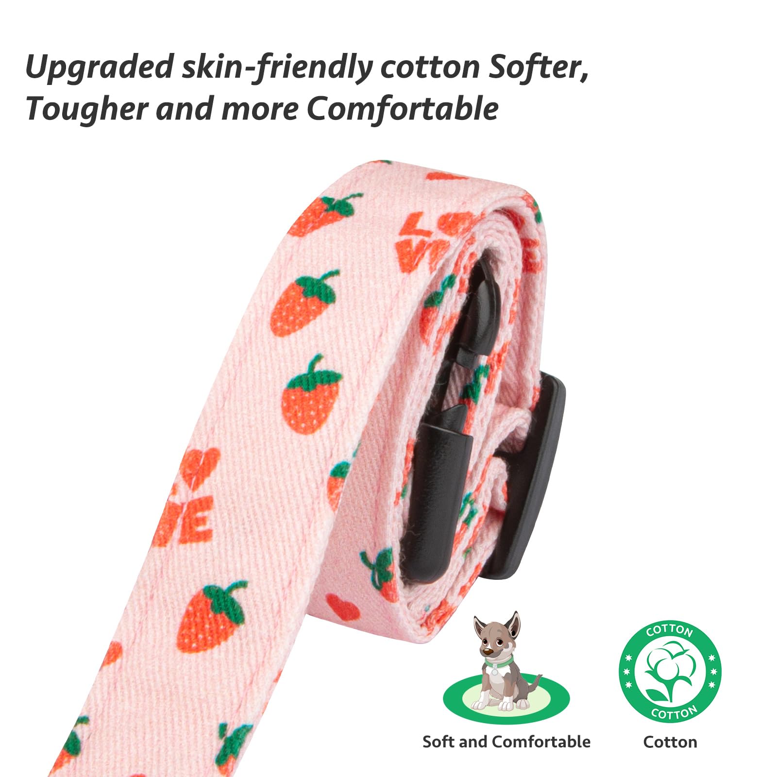 Cotton Handmade Dog Collar Cute And Distinctive Patterns Pink Strawberries With Pendant For Girl Boy Dogs Collars L