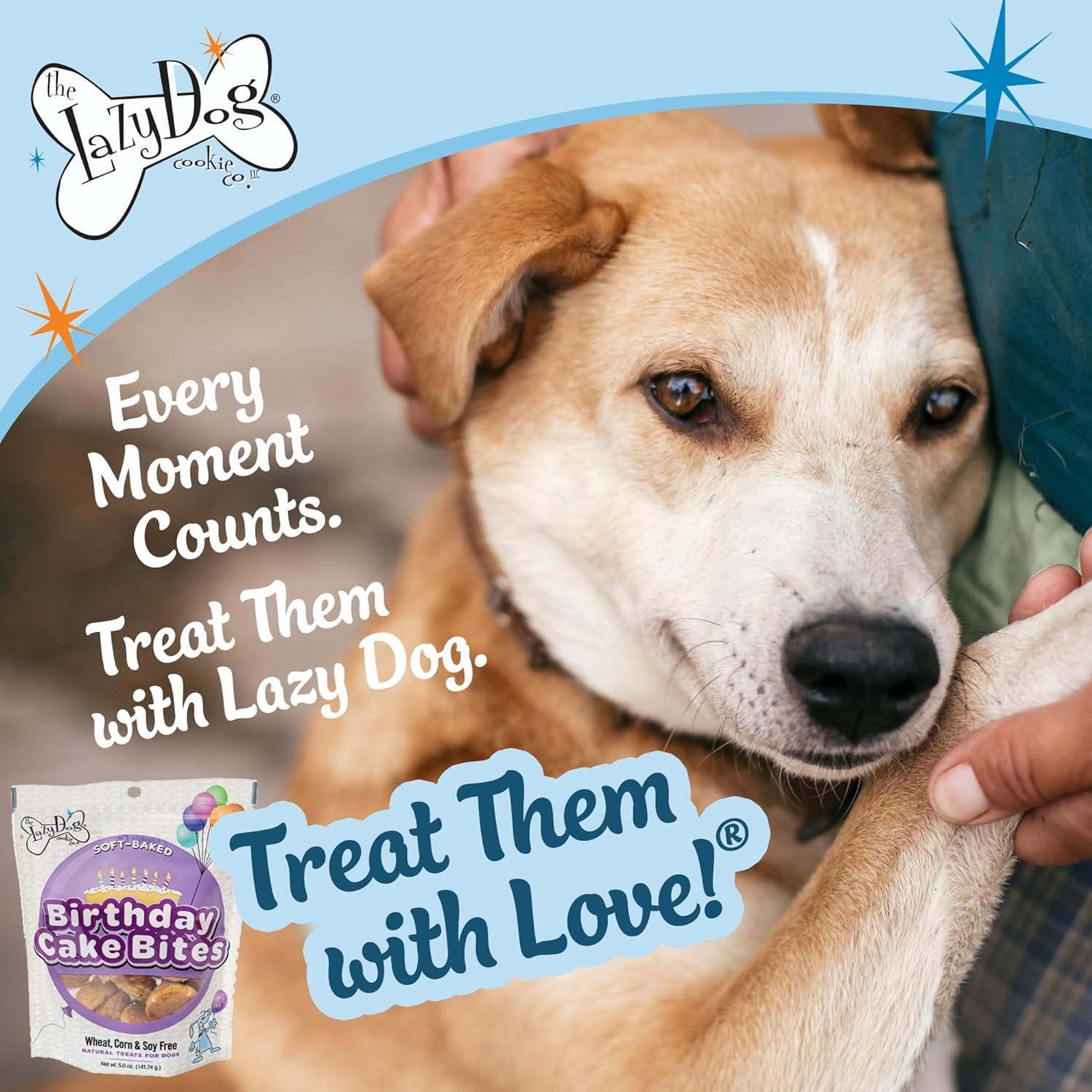 The Lazy Dog Cookie Co. Mutt Mallows Birthday Cake Soft Baked Dog Treats, Vanilla with Confetti Sprinkles, for Small, Medium and