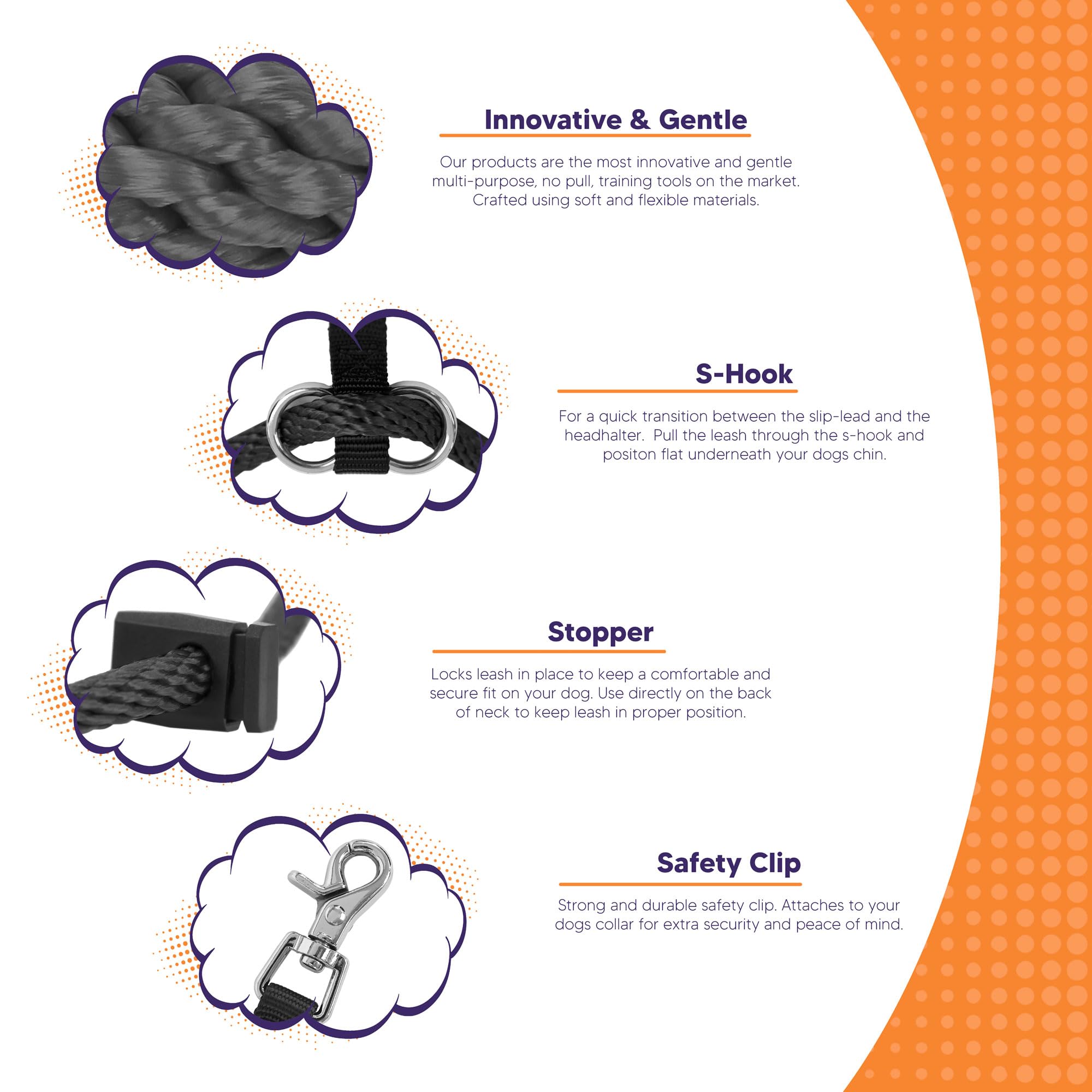 Heather'S Heroes The Sidekick No-Pull Leash Black