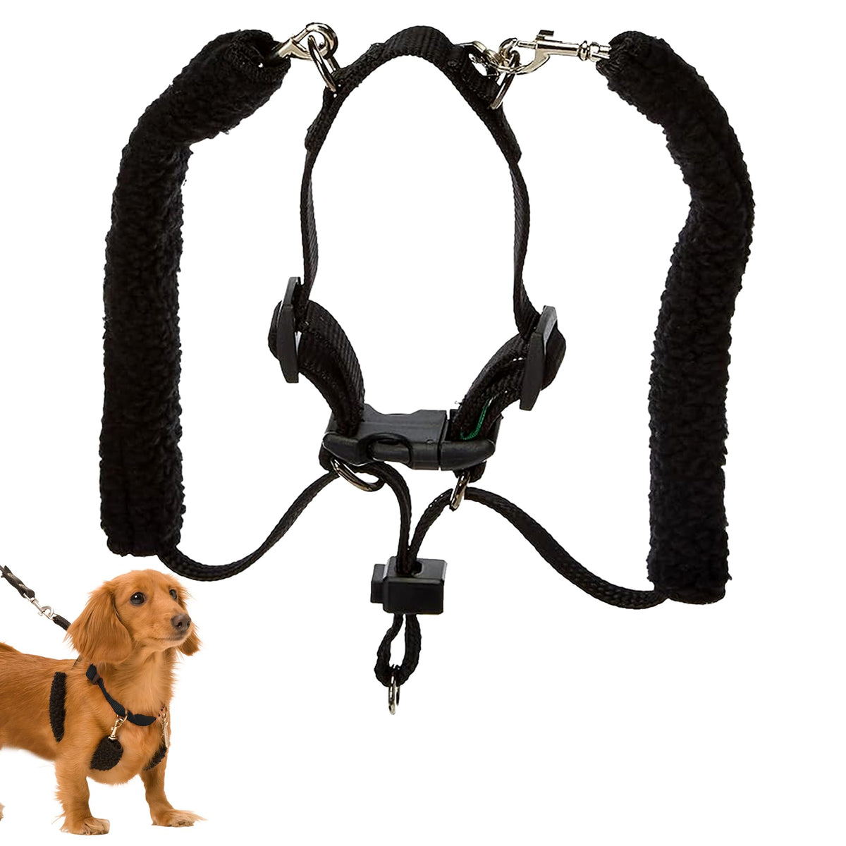 Sporn Original Training Halter, Small Dog Harness No Pull With Black Padded Sherpa Sleeves, Breathable No Pull Dog Harness For Small Dogs, Provides To All Small Sized & Toy Breeds