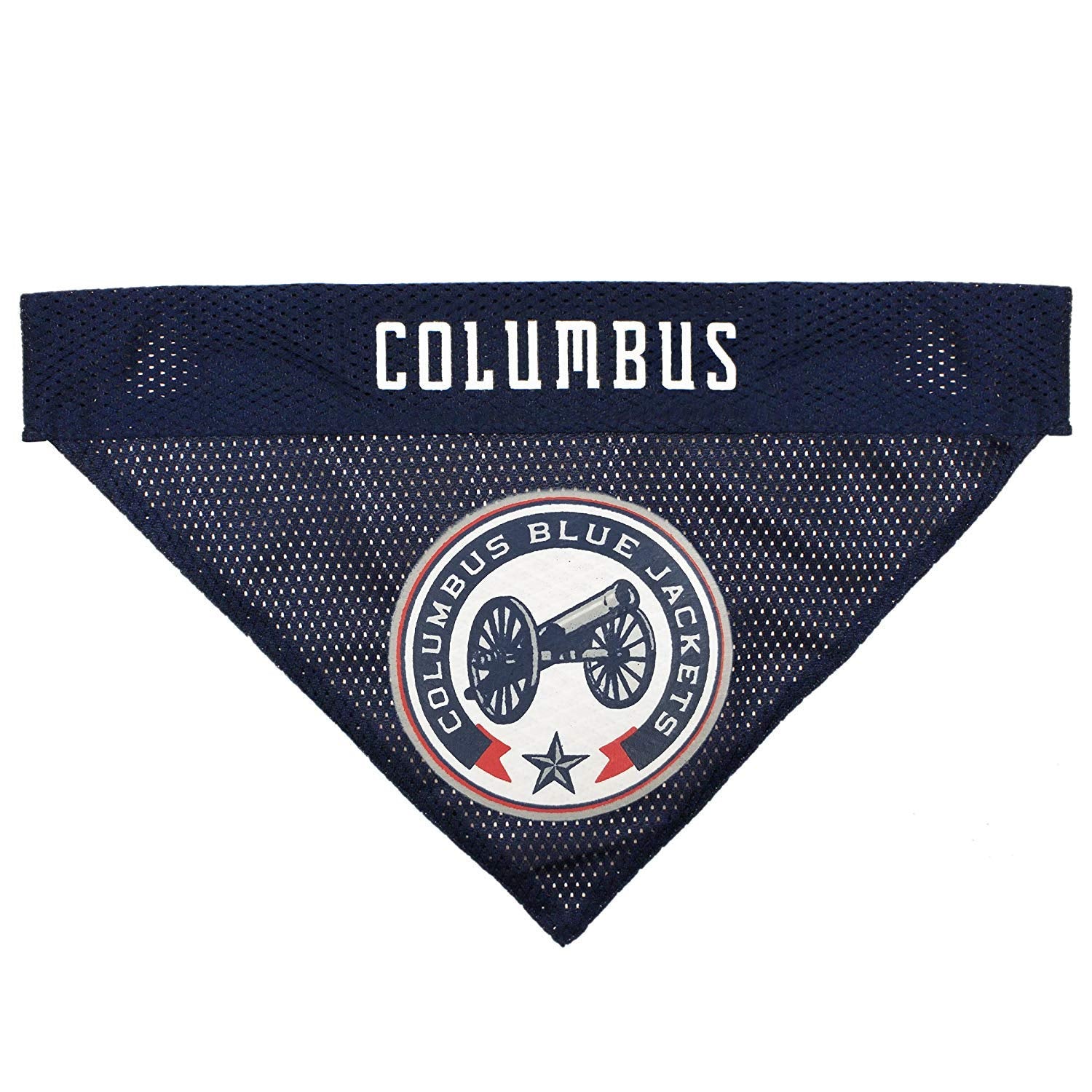 Pets First NHL Columbus Blue Jackets Reversible Dog & Cat Bandana, Small/Medium, Blue, Poly-Cotton, Mesh, Modern, Unisex, All Se