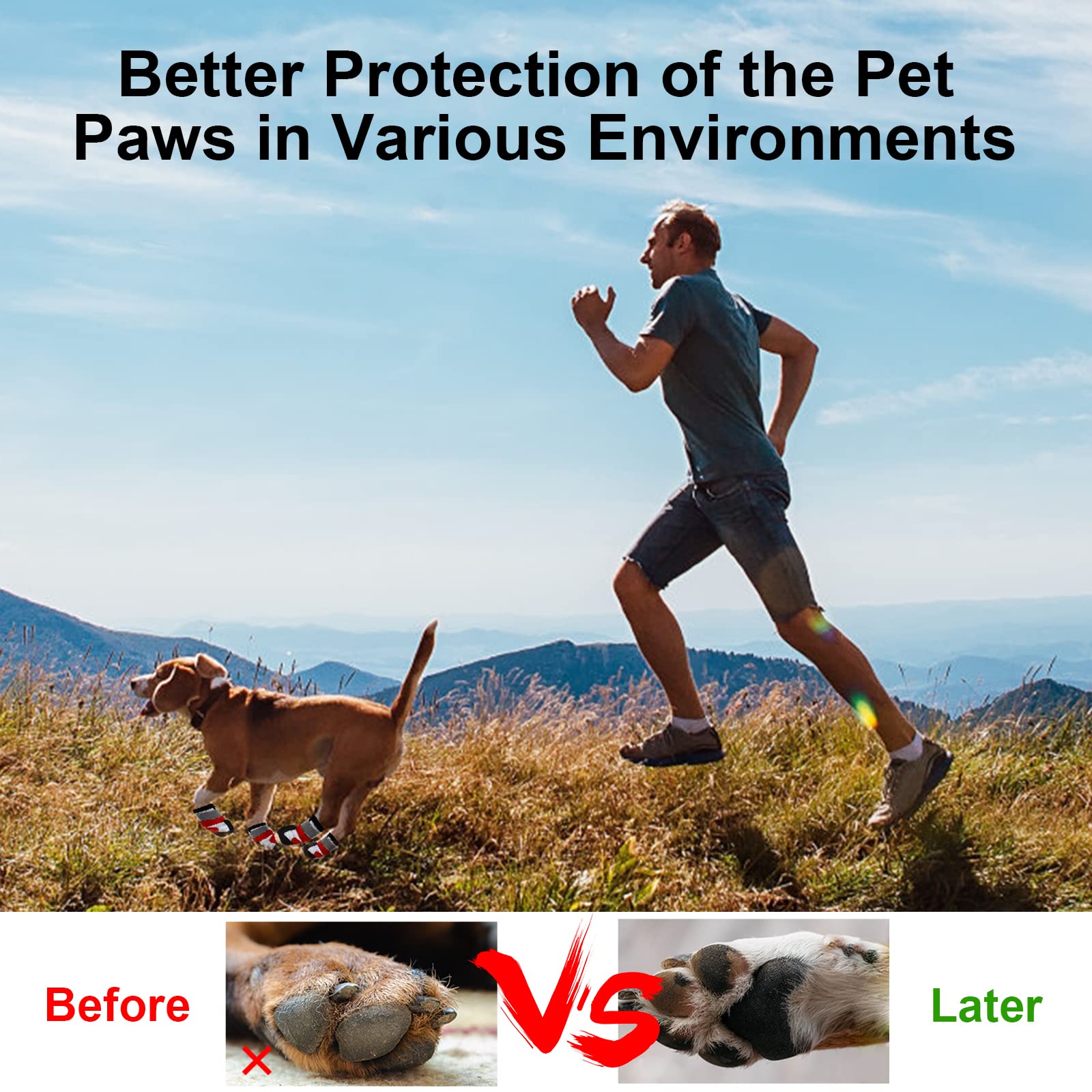 Musimc Dog Shoes For Large Dogs Breathble Dog Shoes For Hot Pavement Anti-Slip Dog Boots & Paw Protectors For Summer Hot Pavemen