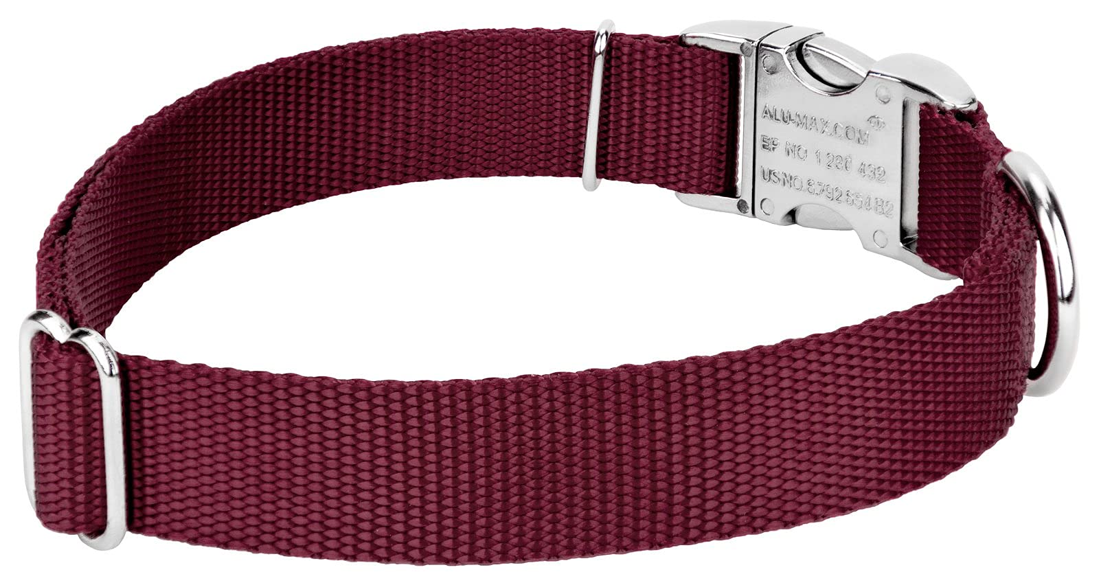 Country Brook Design - Vibrant 30+ Color Selection - Premium Nylon Dog Collar With Metal Buckle (Large, 1 Inch Wide, Burgundy)