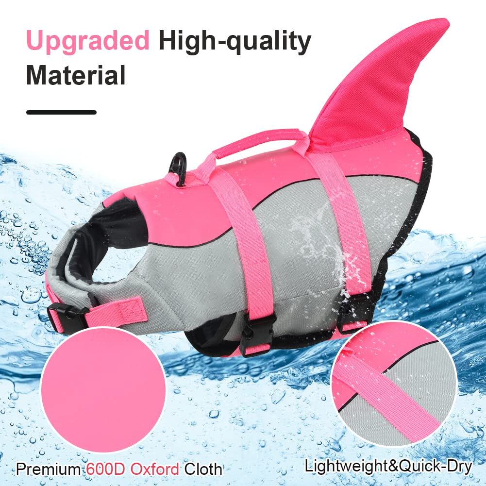 Emust Dog Life Vests, Dog Floats For Swimming, Boat, Pool, Ripstop Dog Life Jacket With High Buoyancy And Lift Handle For Small And Medium Breeds, (M,Pink)