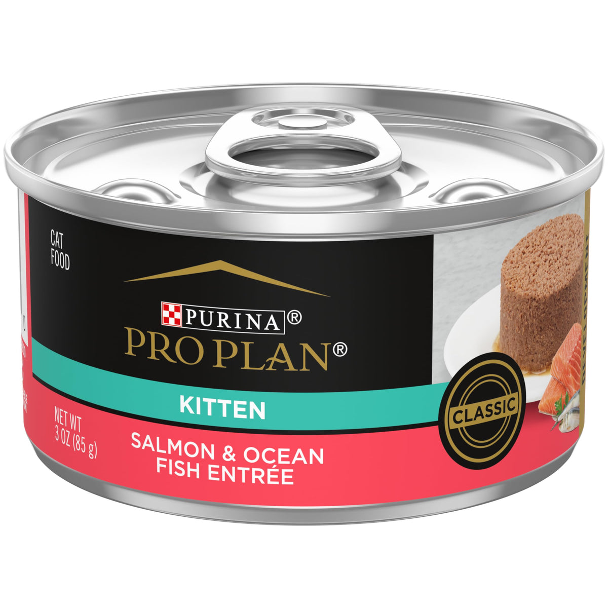 Purina Pro Plan Wet Kitten Food Pate, Salmon And Ocean Fish Entree - (Pack Of 24) 3 Oz. Pull-Top Cans