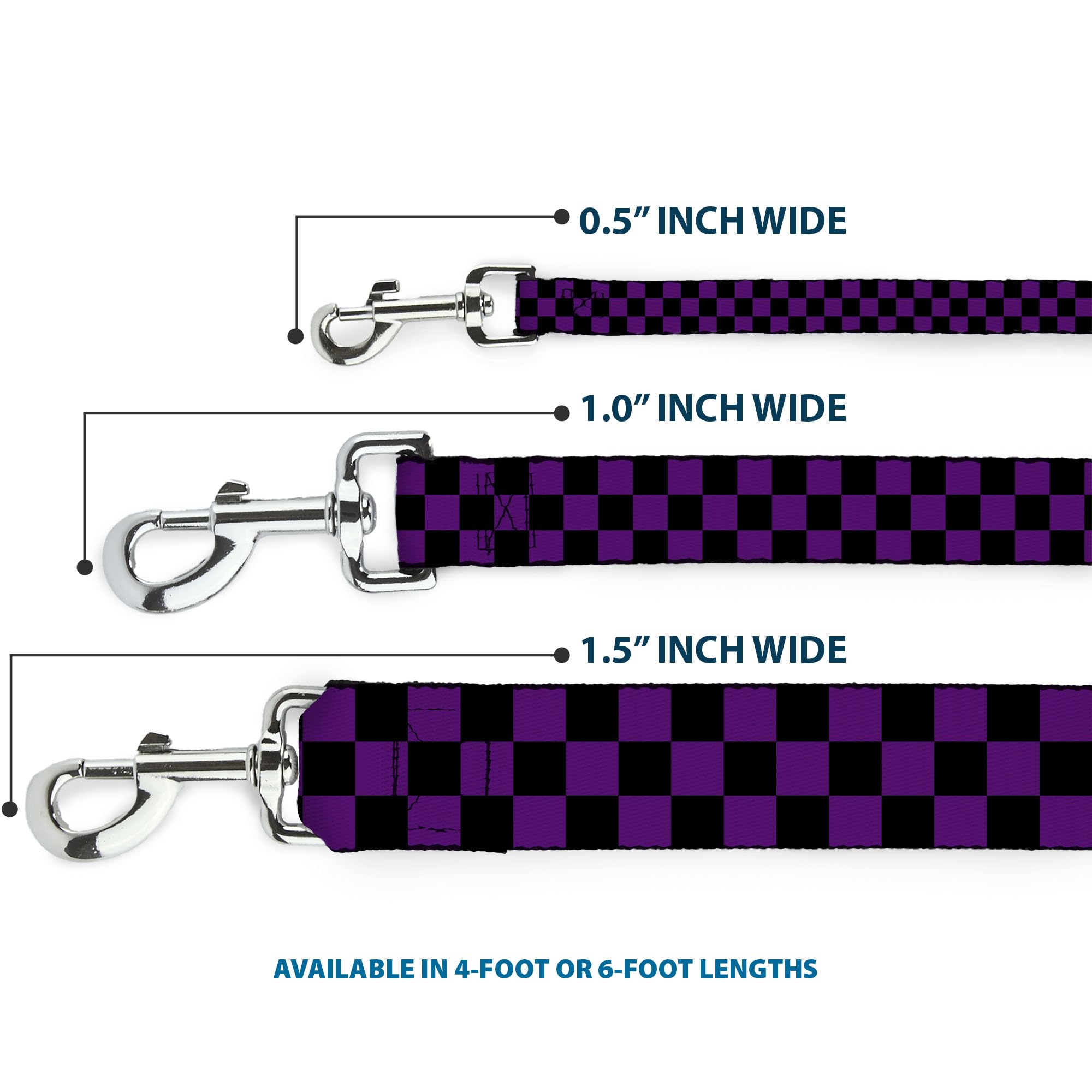 Dog Leash Checker Black Purple 6 Feet Long 1.5 Inch Wide