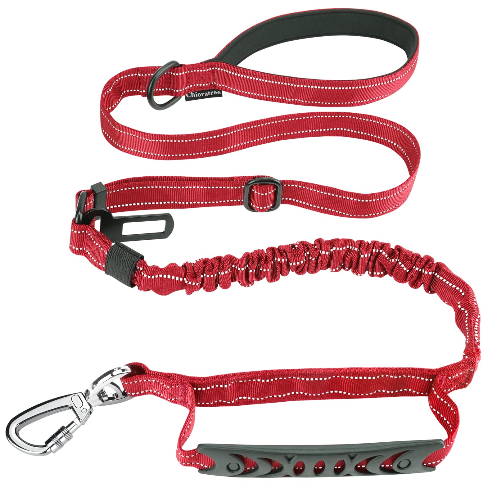 Tactical Dog Leash Heavy Duty, 4-6FT Shock Absorbing Bungee Dog Leash, Reflective Military Strong No Pull Dog Leash with 2 Padde