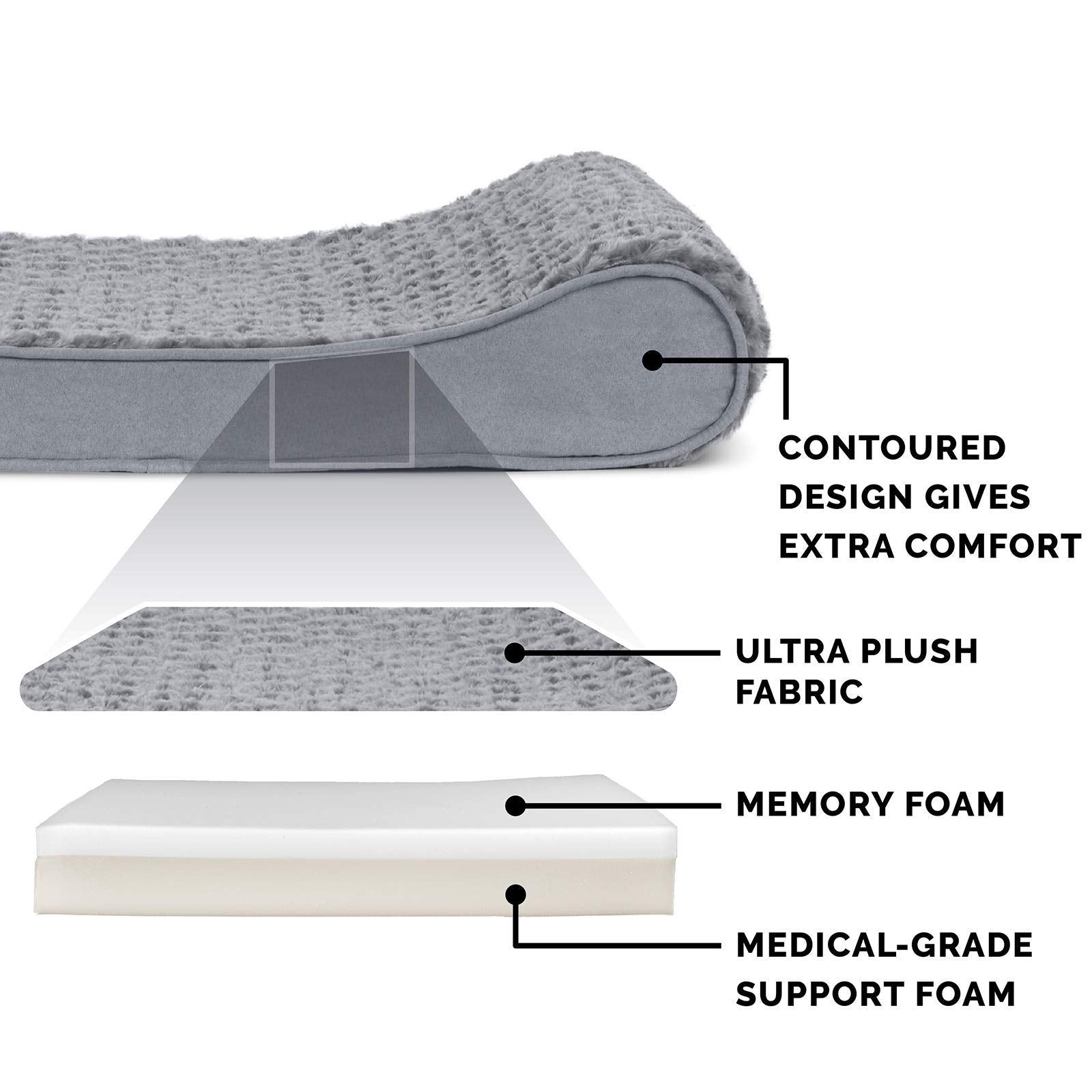 Furhaven Memory Foam Dog Bed for Large Dogs w/ Removable Washable Cover, For Dogs Up to 75 lbs - Ultra Plush Faux Fur & Suede Lu