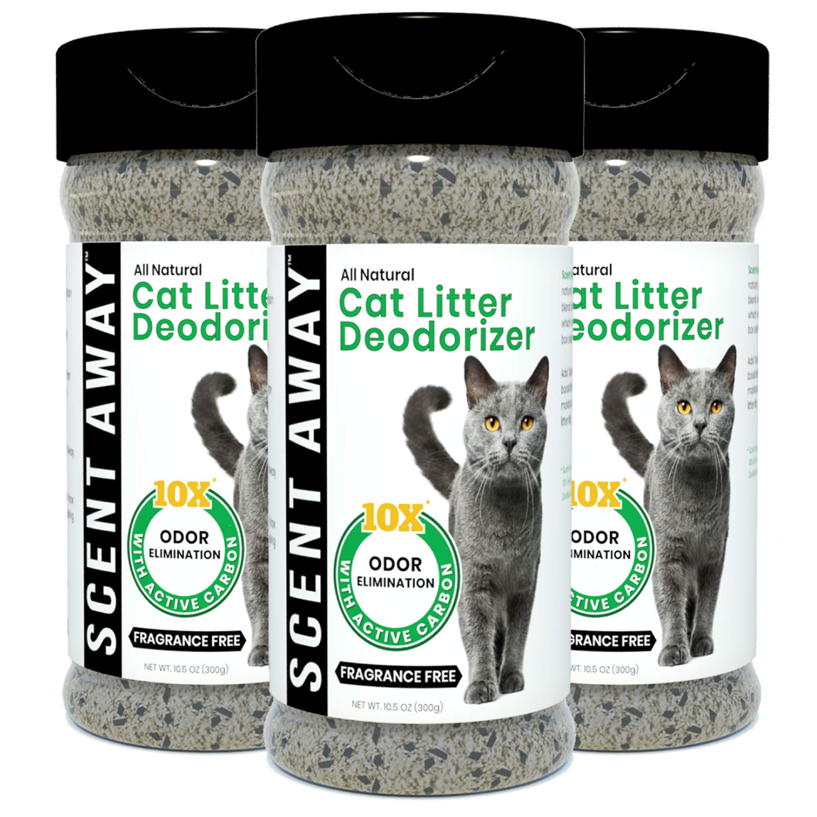 Scent Away Cat Litter Deodorizer Litter Box Odor Eliminator | Fragrance Free Cat Litter Deodorizer With Active Carbon | Eliminates Cat Odors And Smells To Keep Your Home Fresh And Clean (Pack Of 3)