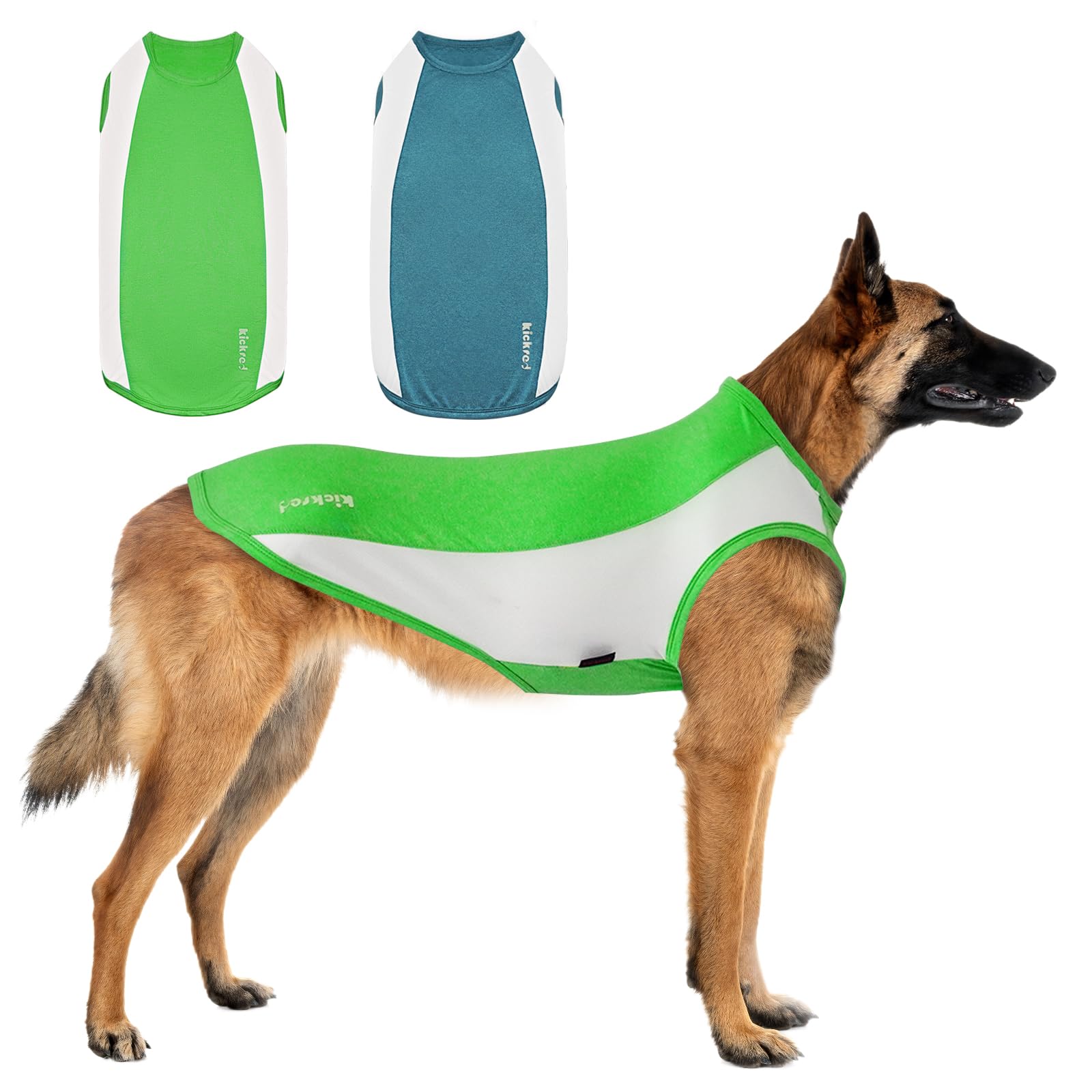Kickred 2 Pack Dog Shirts, Breathable Dog Clothes, Summer Sun Protection Pet Sleeveless Vest, Lightweight Stretchy Tank Top T-Sh