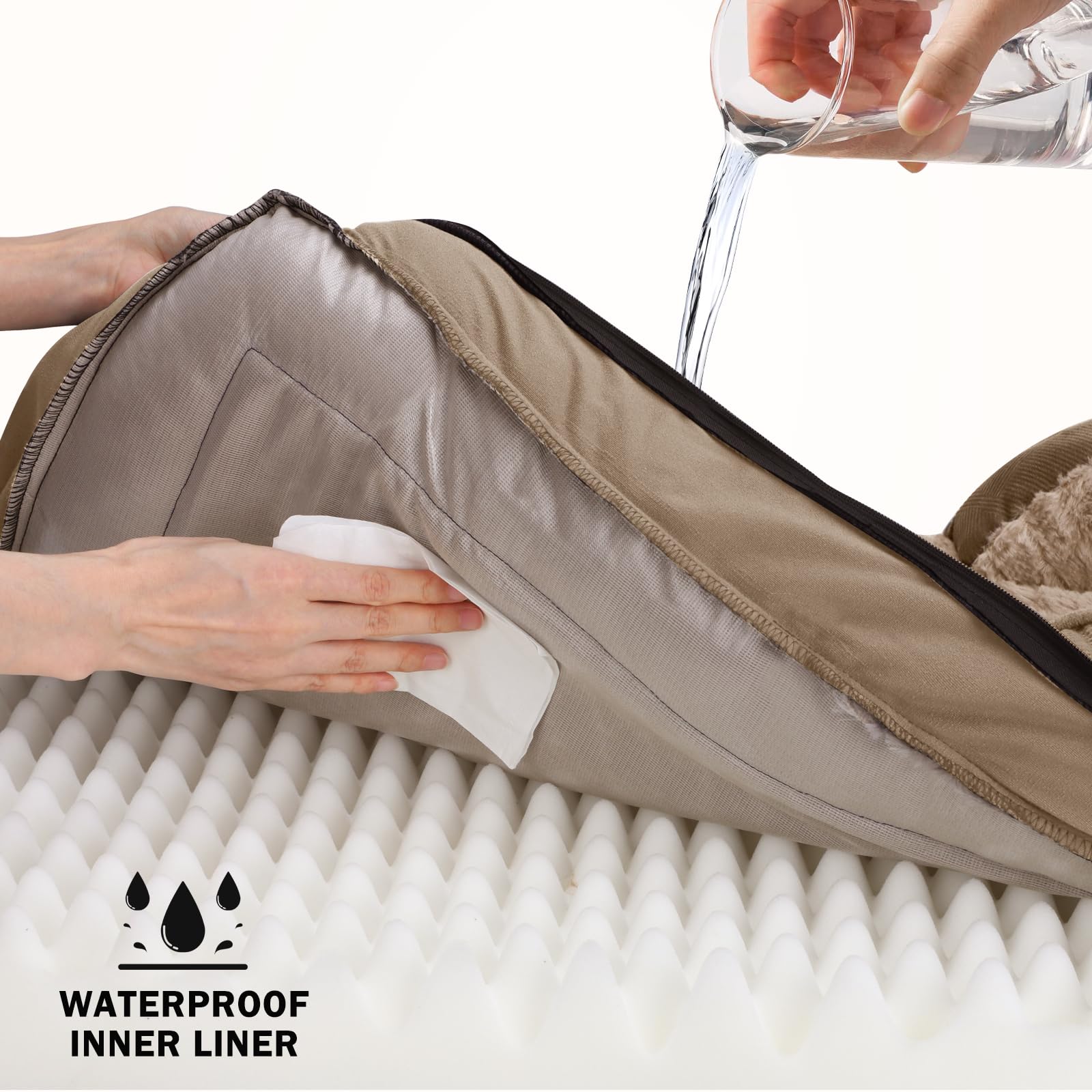 Invenho Orthopedic Large Dog Bed, Washable Waterproof, Egg-Crate Foam Dog Couch Bed With Washable Removable Cover, Waterproof Li