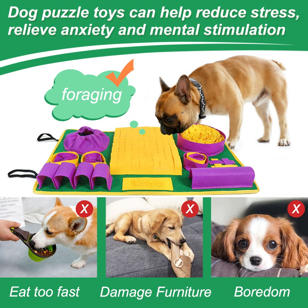 Vivifying Snuffle Mat for Dogs, Interactive Dog Puzzle Toys for Boredom and Mental Stimulation, Sniff Mat Helps Small Dogs and C
