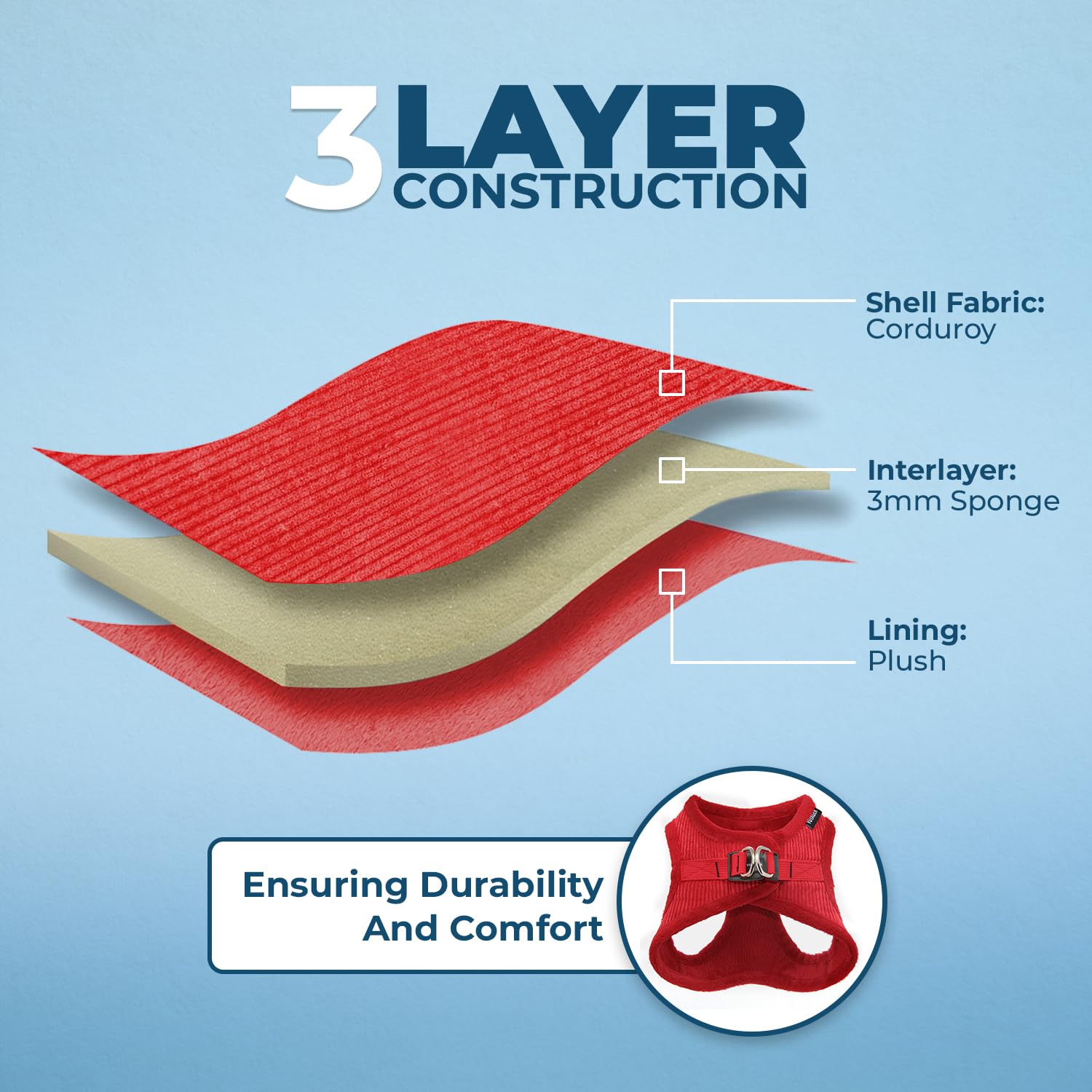 Voyager Step-In Plush Dog Harness - Soft Plush, Step In Vest Harness For Small And Medium Dogs By Best Pet Supplies - Red Corduroy, L (Chest: 18 - 20.5')