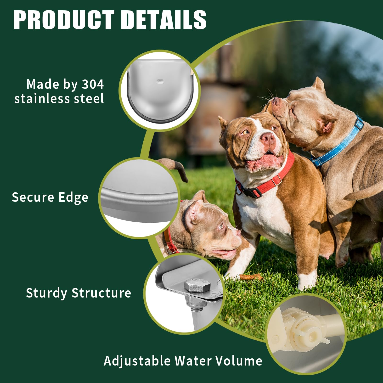 Flkqc Automatic Animal Drinking Water Bowl, Stainless Steel Water Troughs For Livestock Water Dispenser For Horse,Goat,Pig,Dog P