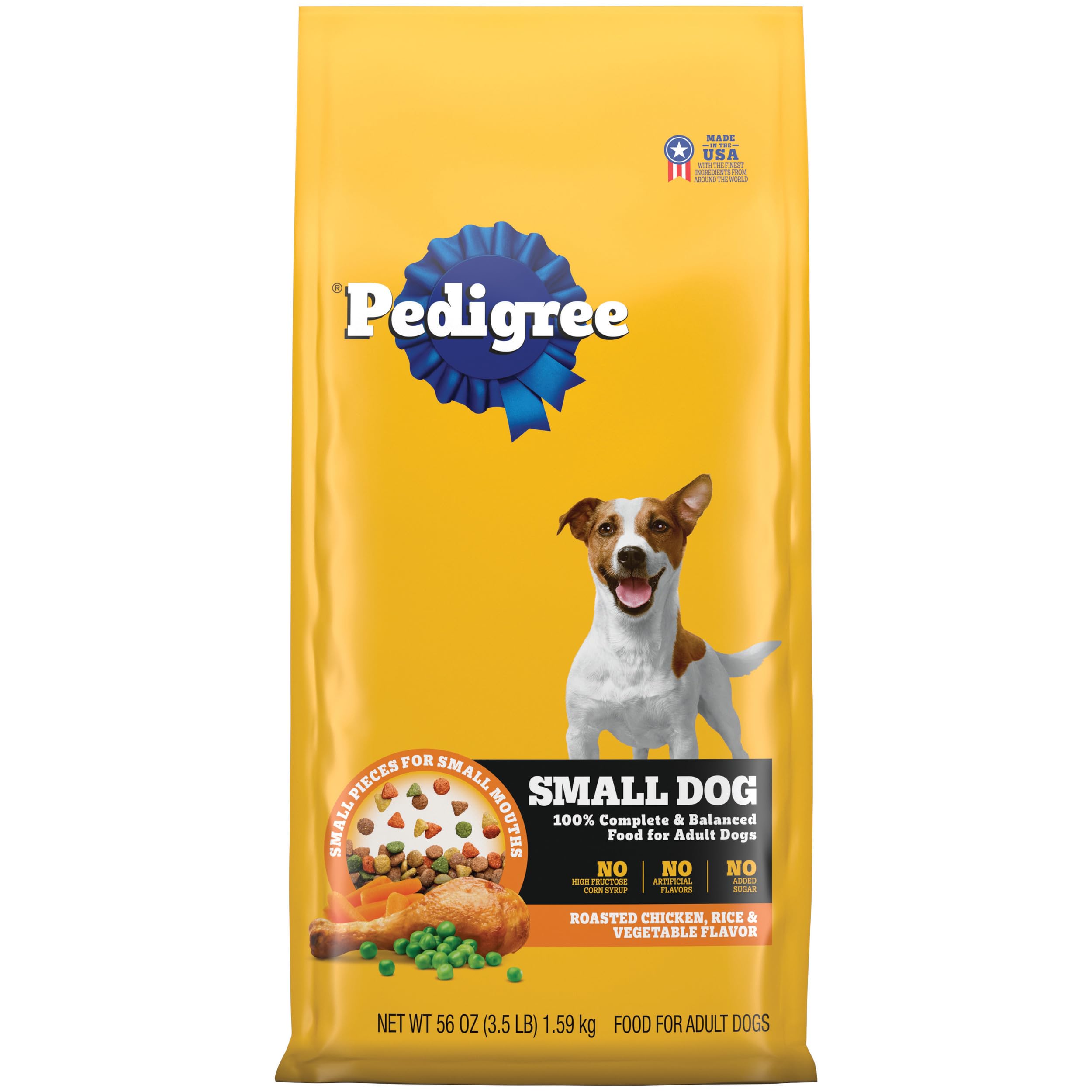 Pedigree Complete Nutrition Adult Small Dog Dry Dog Food, Roasted Chicken, Rice & Vegetable Flavor, 3.5 lb. Bag