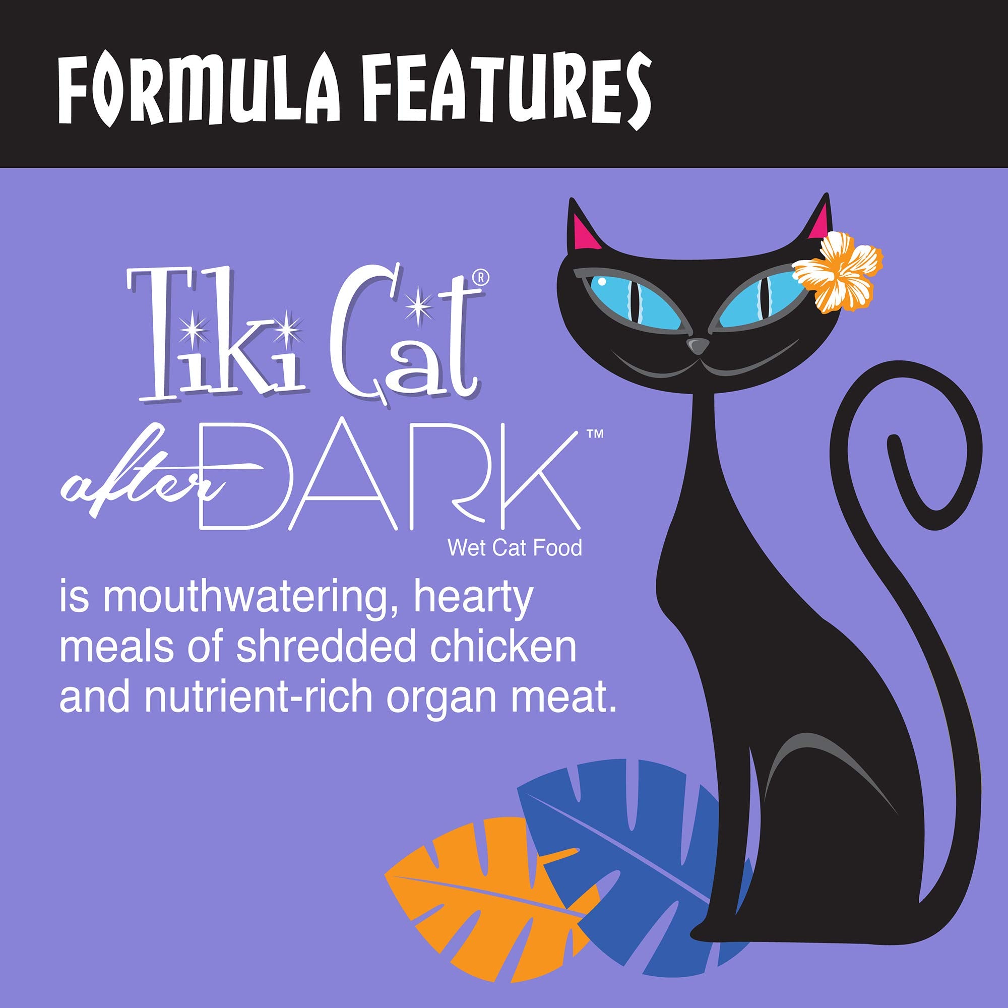 Tiki Cat After Dark, Chicken & Duck, High-Protein and 100% Non-GMO Ingredients, Wet Cat Food for Adult Cats, 2.8 oz. Cans (Pack