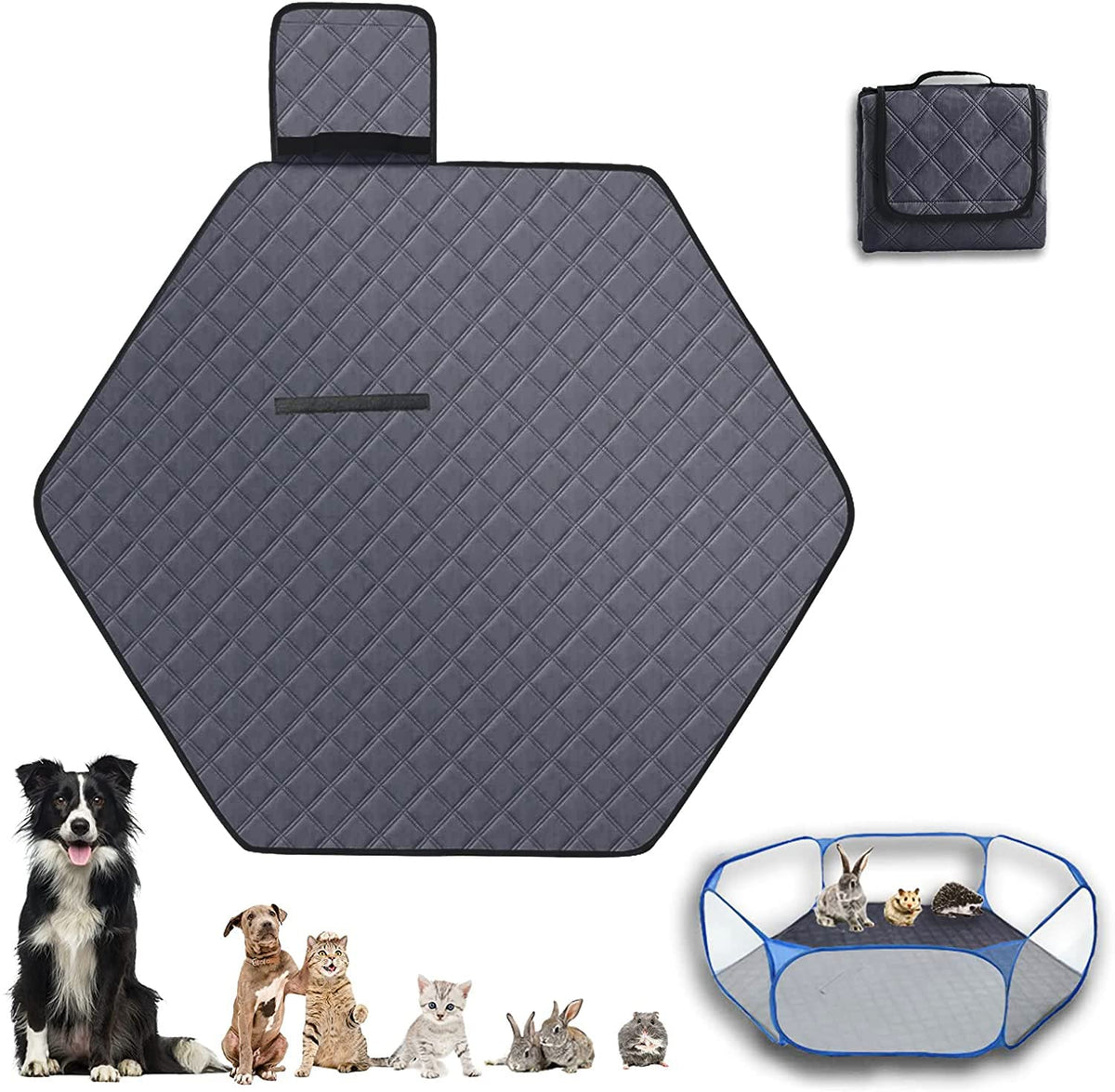 Zhilishu Hexagon Washable Liner for Small Animal Playpen, Portable Reusable Guinea Pig Playpen Pad Hamster Cage Pee Pad Super Ab