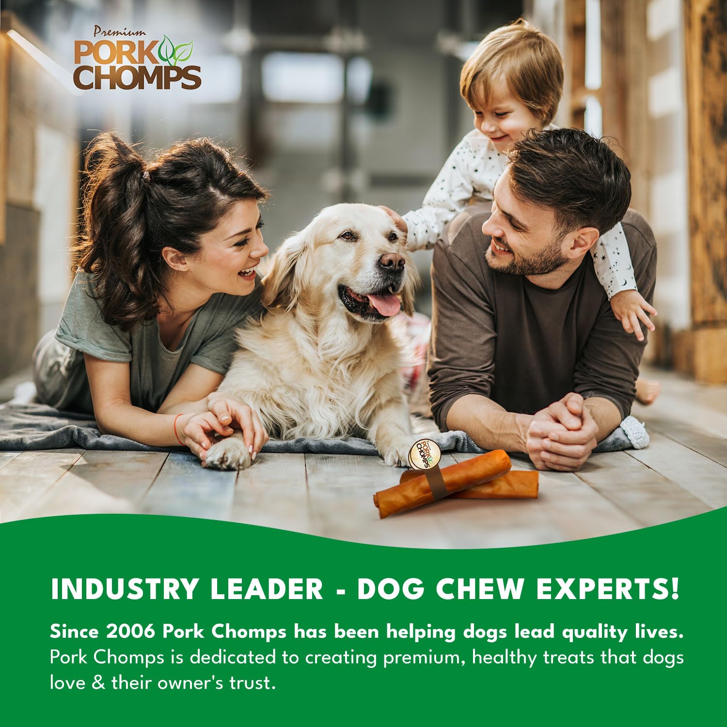 Pork Chomps Roasted Pork Skin Dog Chew, 8-inch Rolls, 1 Count