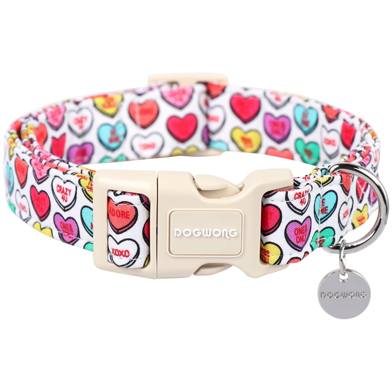 Dogwong Valentine'S Dog Collar, Adjustable Durable Heart Candy Dog Collar Cute Dog Collar For Small Medium Dogs