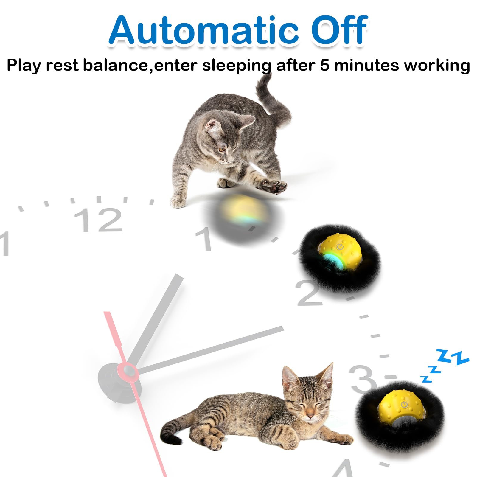 Waaiio Interactive Cat Toys For Indoor Cats,Self Rolling Cat Ball In Play Mat,Automatic Motion Activated Moving Toy Hide And See