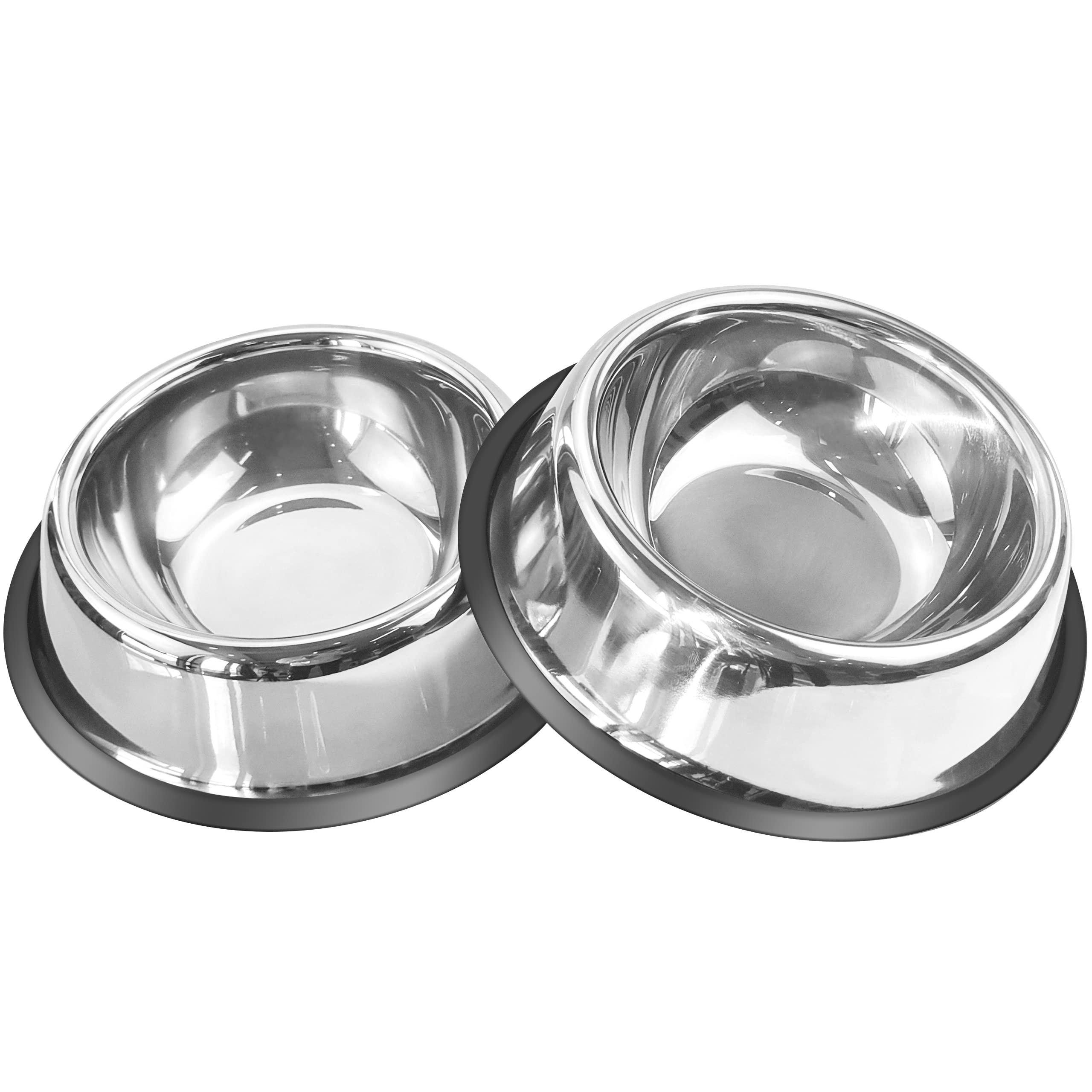 Mlife Stainless Steel Dog Bowl with Rubber Base for Small/Medium/Large Dogs, Pets Feeder Bowl and Water Bowl Perfect Choice (Set