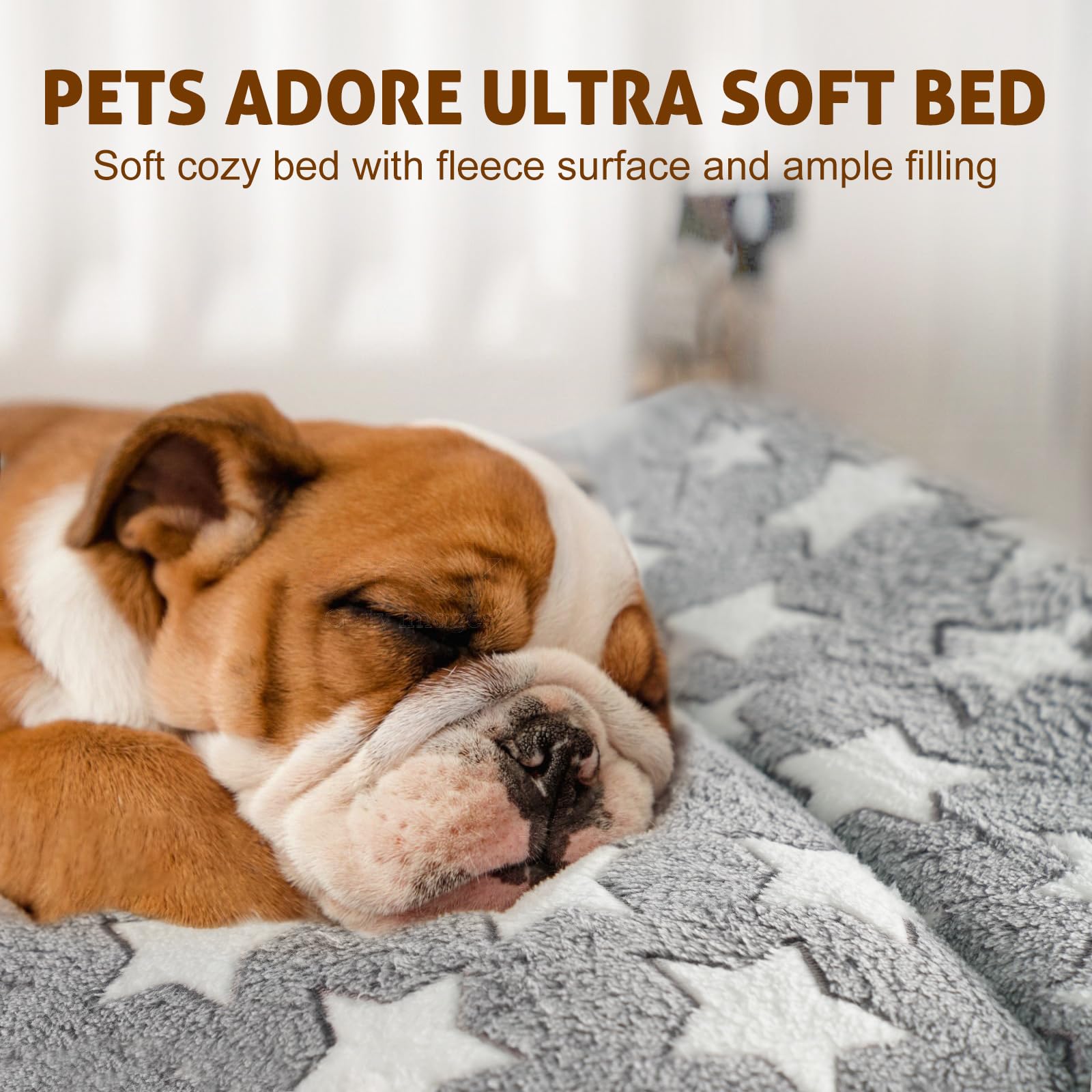 Mora Pets Dog Bed Crate Pad Ultra Soft Pet Bed With Cute Star Print Washable Crate Mat For Large Medium Small Dogs Reversible Fleece Dog Crate Kennel Mat Cat Bed Liner 23 X 18 Inch Grey
