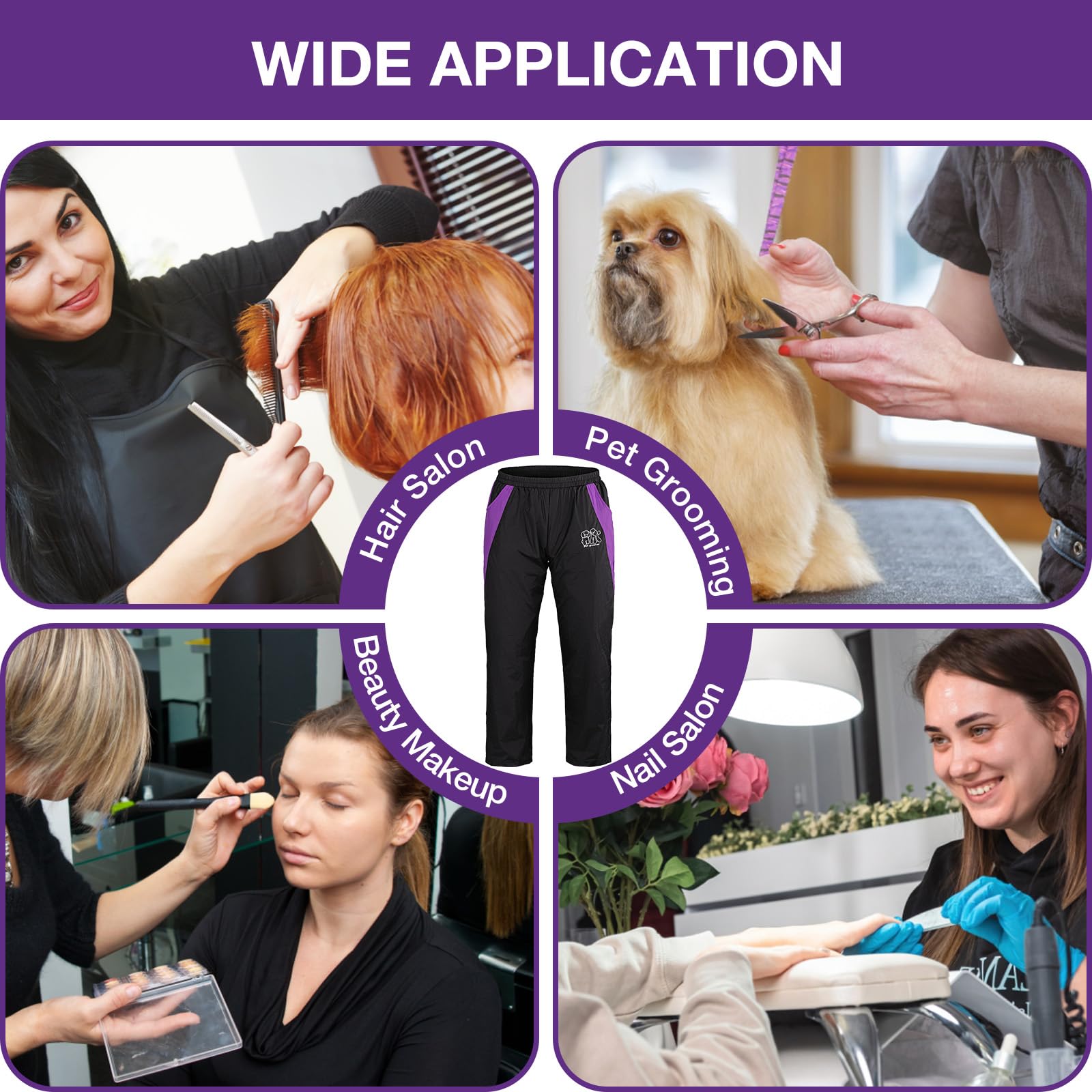 Noverlife Professional Grooming Pants For Pet Groomers, M Size, Comfortable Elasticated Waist, Lightweight Black Hair Resistant