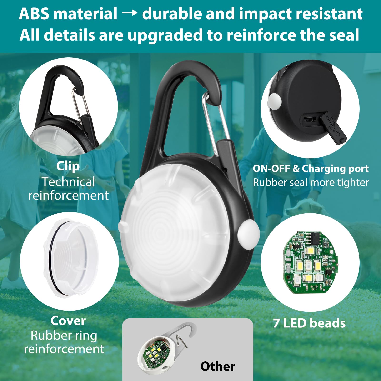 Dog Lights For Night Walking, 4 Modes Ip68 Waterproof Dog Collar Lights Clip On, High Capacity Rechargeable Pet Accessories For