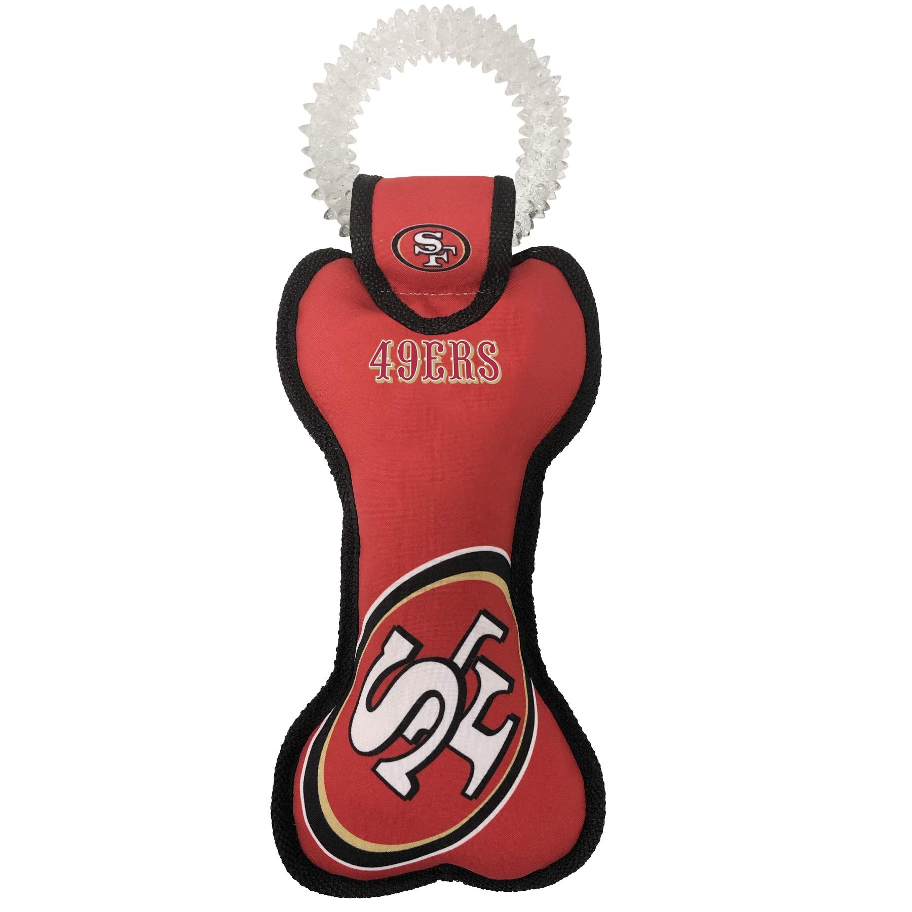 Pets First NFL SAN Francisco 49ERS Dental Dog TUG Toy with Squeaker. Tough PET Toy for Healthy Fun, Teething & Cleaning Pet's Te