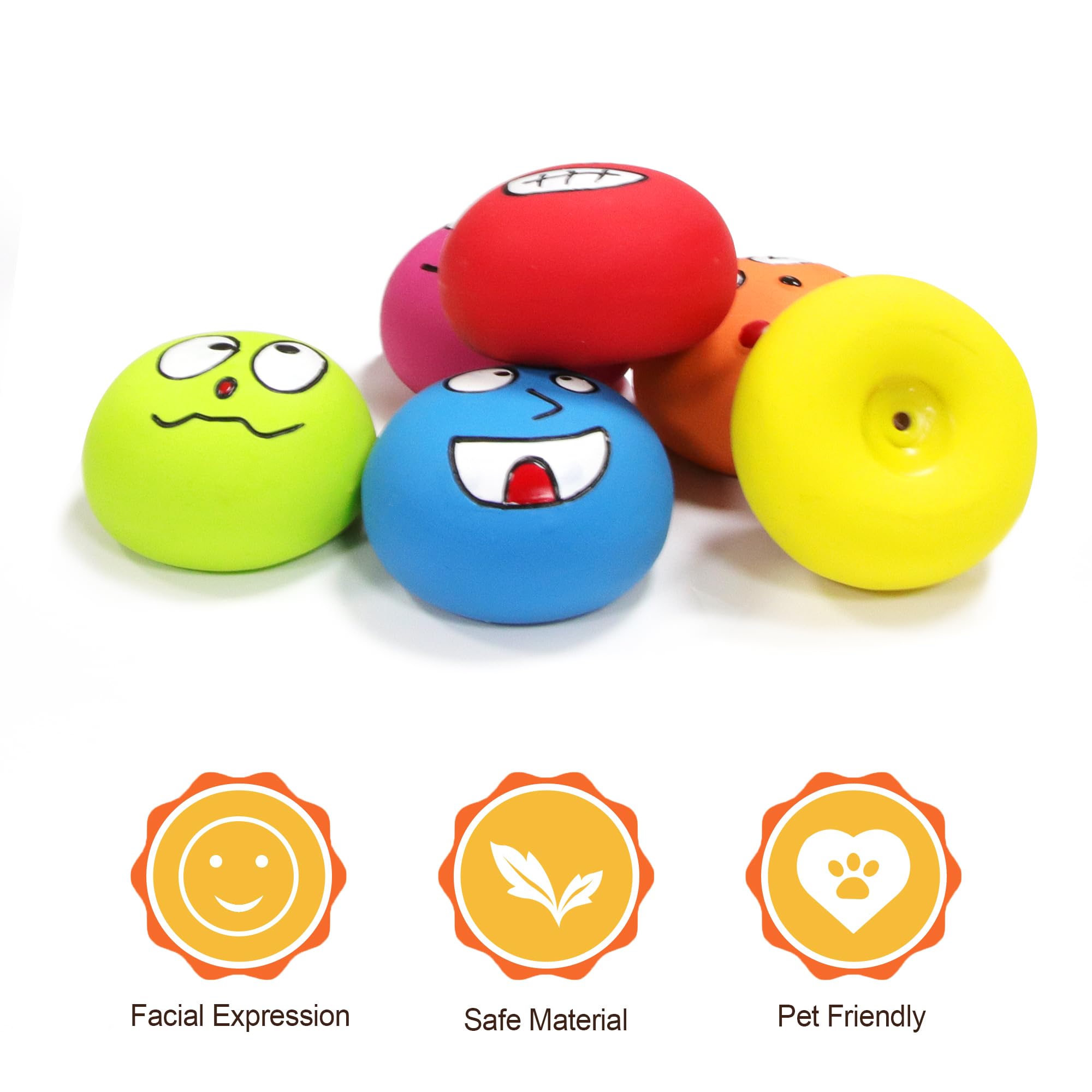 Brmdt Squeaky Balls For Dogs 6 Pcs, Squeaky Dog Toys Small Rubber Balls With Funny Expressions For Puppies, Small And Medium Dog