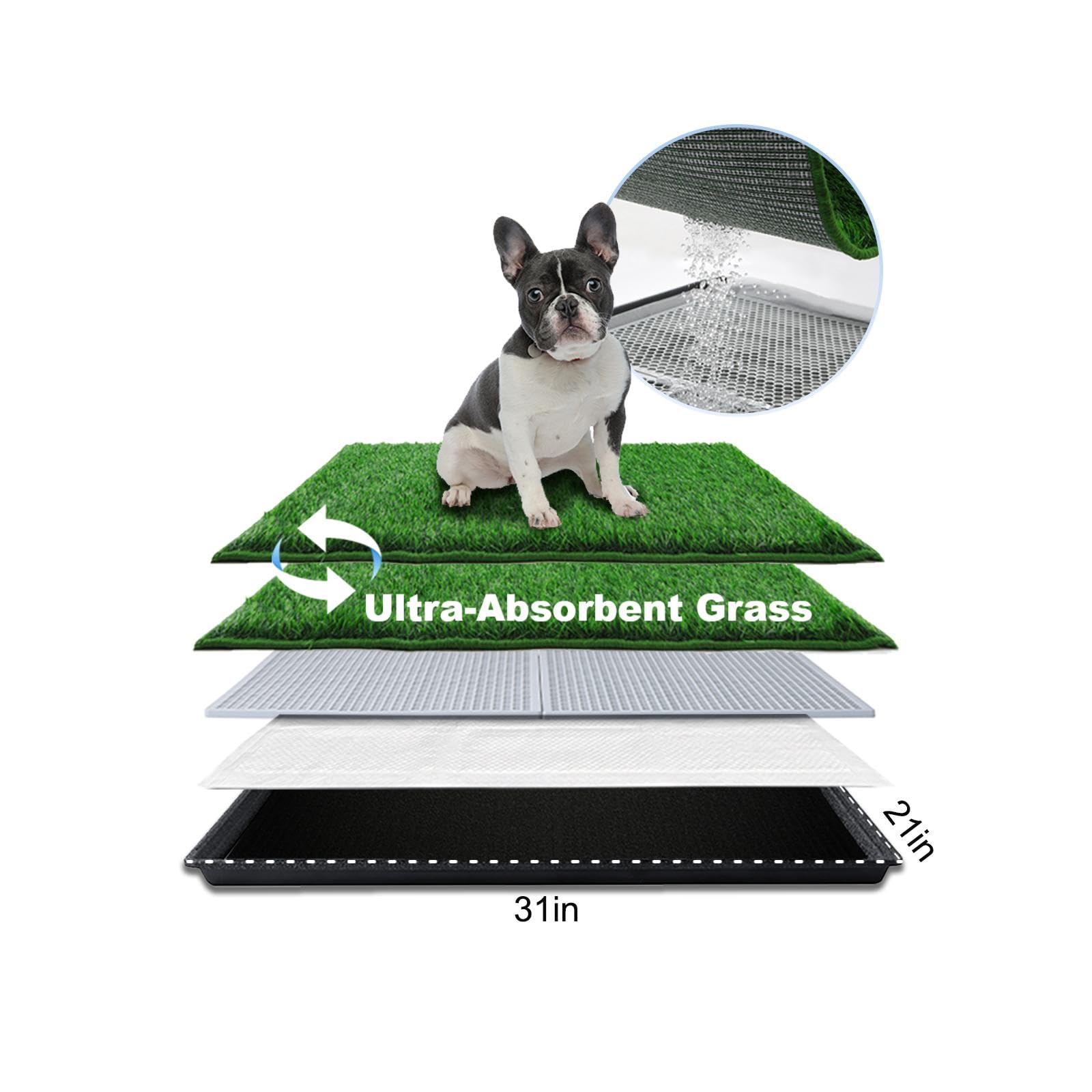 Hq4Us 4Legs Dog Grass Pad With Tray Medium 31     21   , Dog Potty With Ultra-Absorbent Artificial Grass For Dogs With Hemmed Ed