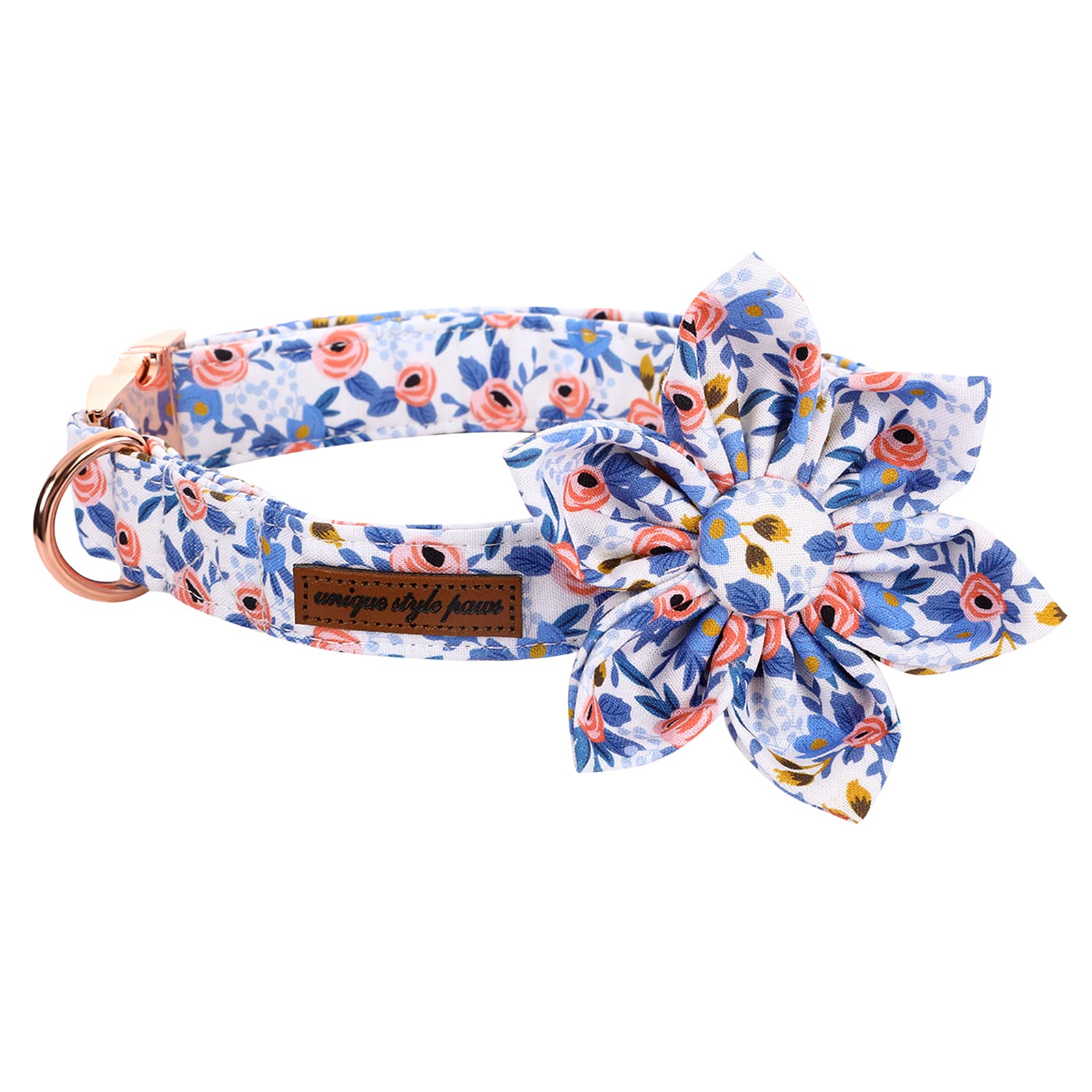 Uniqe Style Paws Flower Dog Collar, Rose Adjustable Girl Dog Collar With Flower, Durable Floral Pattern Pet Collar For Small Female Dogs