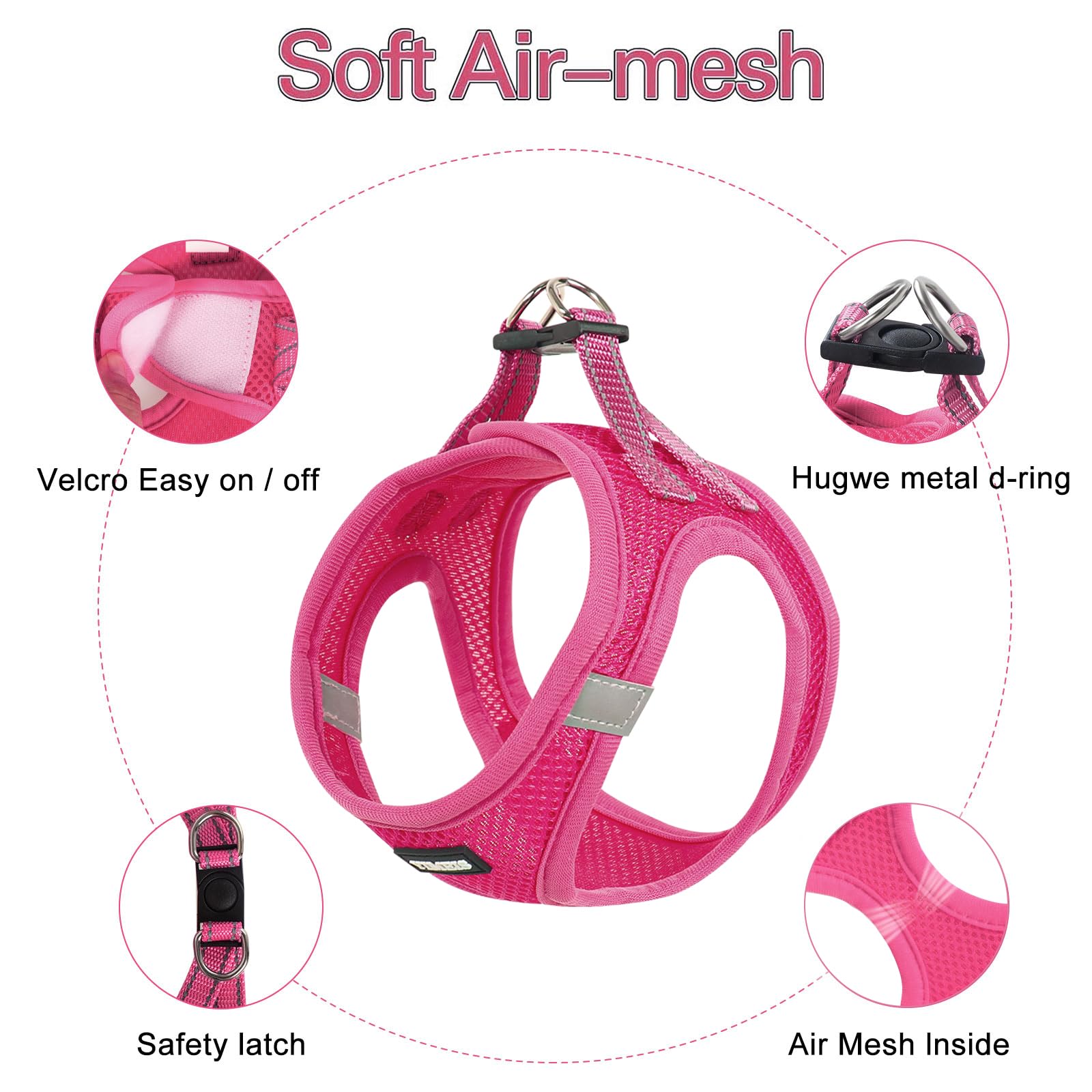 Dog Harness For Small Dogs Harness And Leash Set, Honeycomb Grid, Reflective Lightweight Harness & Anti-Twist Pet Lead (Multi Co