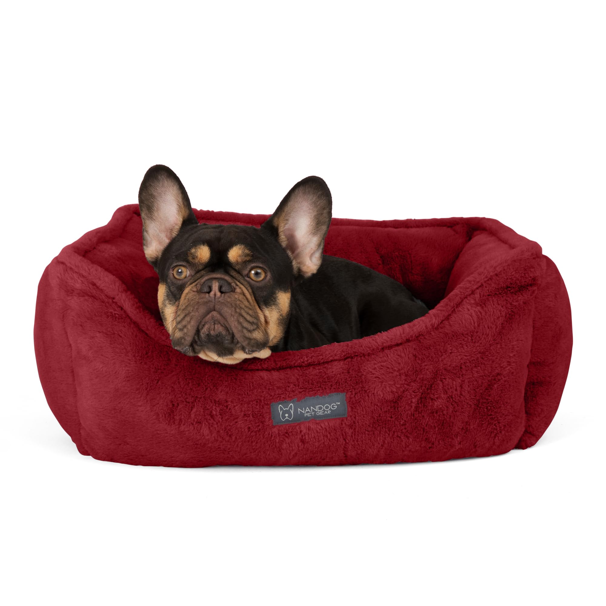 Nandog Cloud Reversible Bed In Burgundy - Ultra Soft Micro Plush Fabric - Double-Stitched Seams - Modern & Washable Bed For Cats