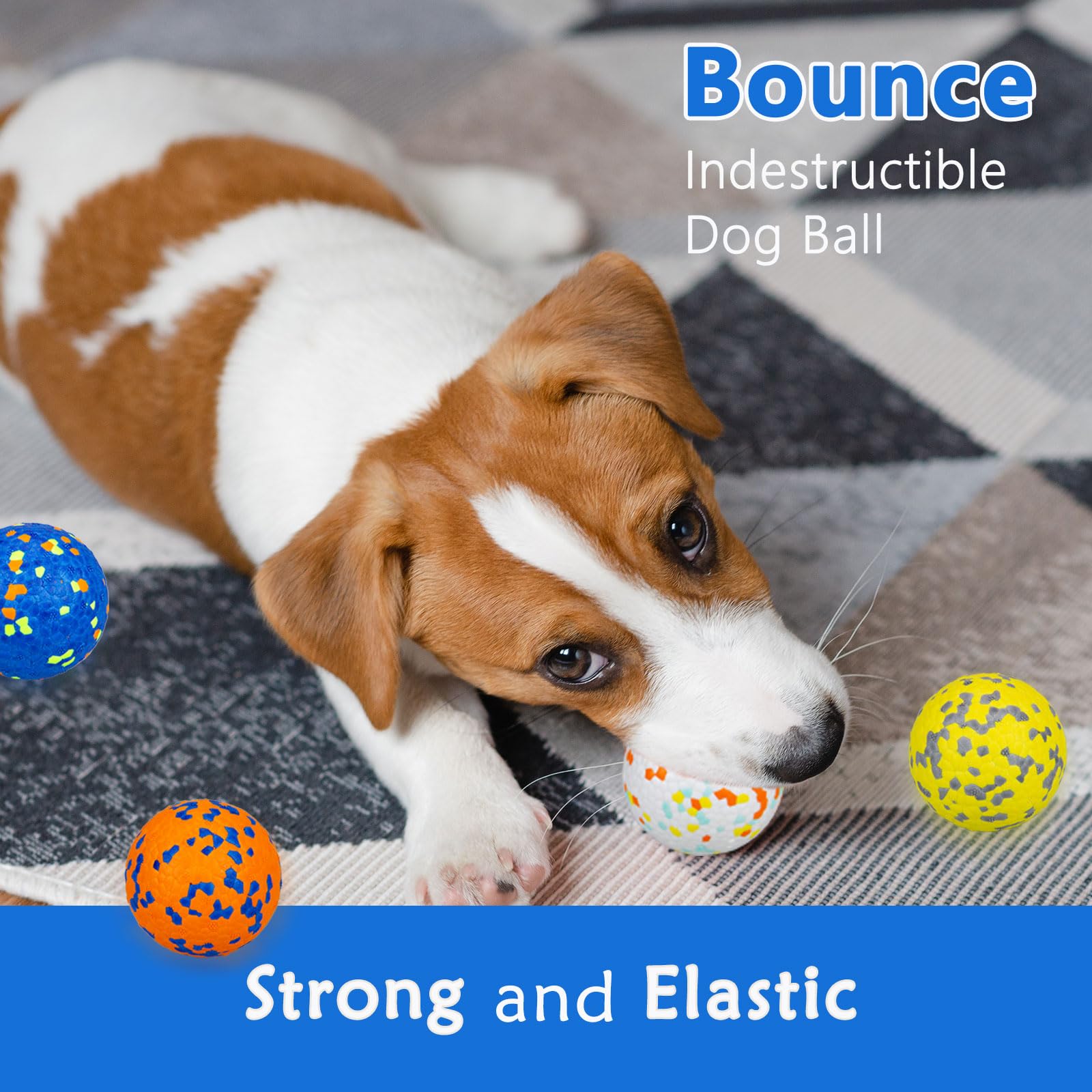 Poupua Dog Tennis Balls For Aggressive Chewers, Indestructible Dog Balls For Fetch Game, Durable Bouncy Lightweight Floating Toy