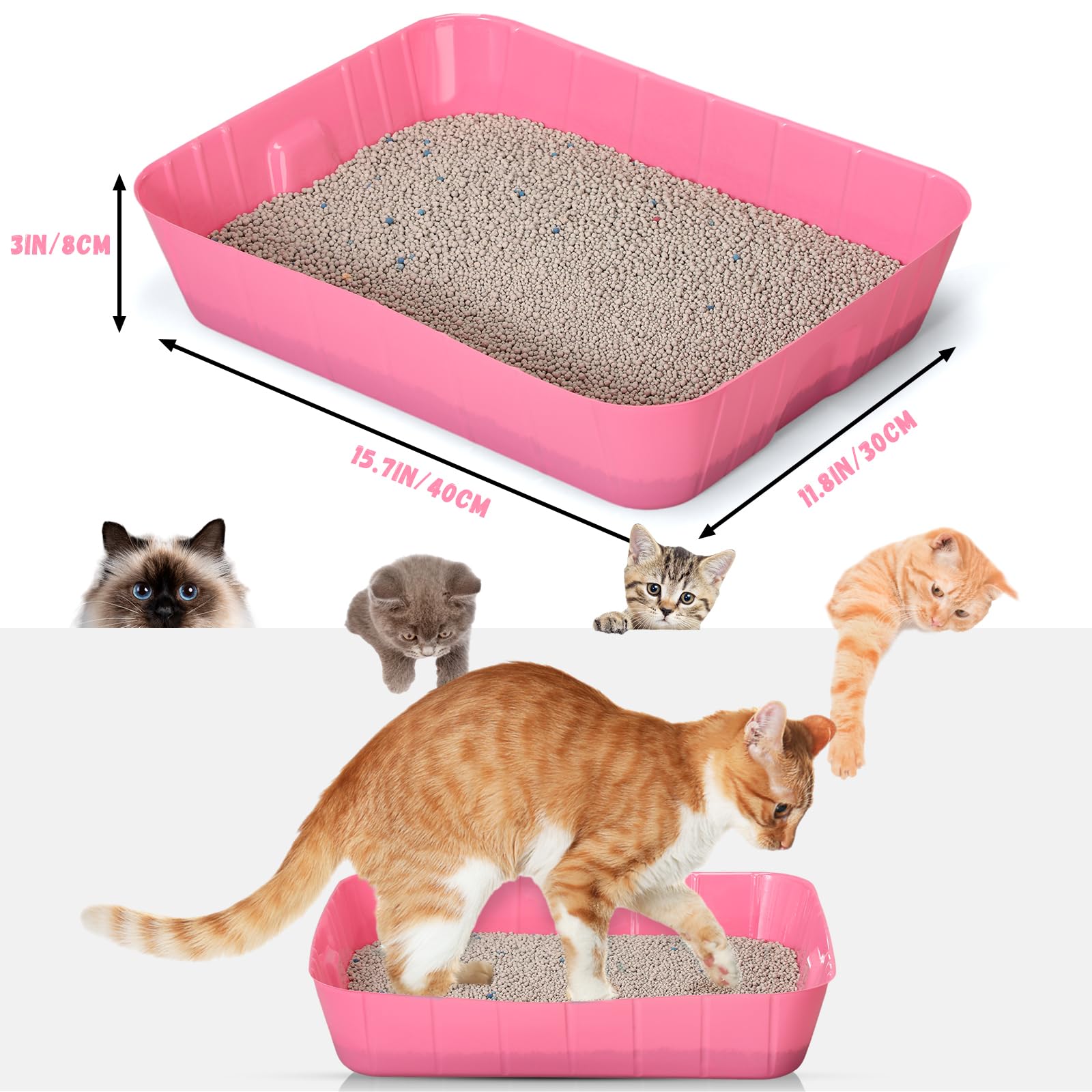 Bokon 25 Pcs Disposable Litter Boxes for Cats Plastic Cat Litter Tray Large Kitten Pan for Kitty Rabbit Guinea Pig Hamster Pets